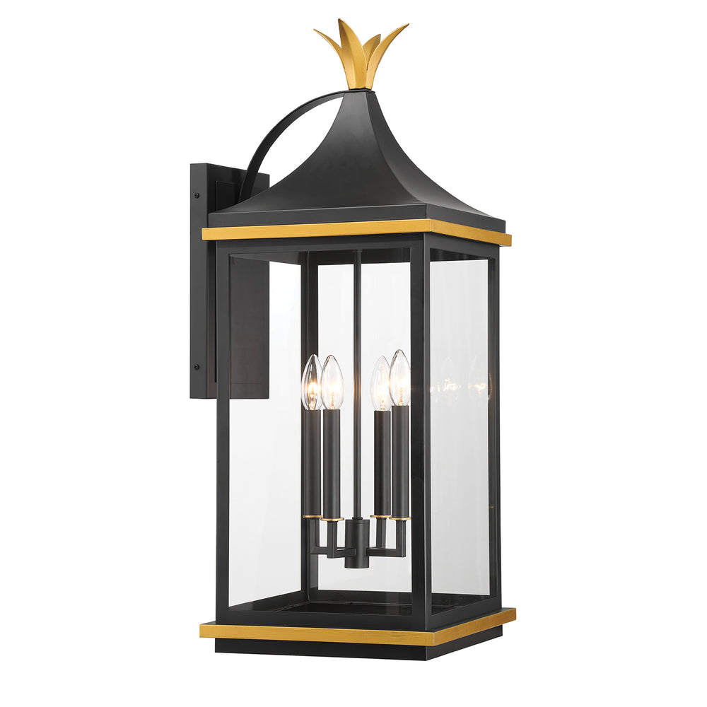 Crystorama SIM-804-MK-TG Outdoor Sconce, UL Wet Rated, Matte Black + Textured Gold