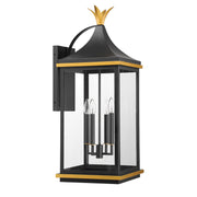 Crystorama Simpson SIM-804-MK-TG – 12.25 Inch – 4 Light – Outdoor – Matte Black + Textured Gold – Wet Rated