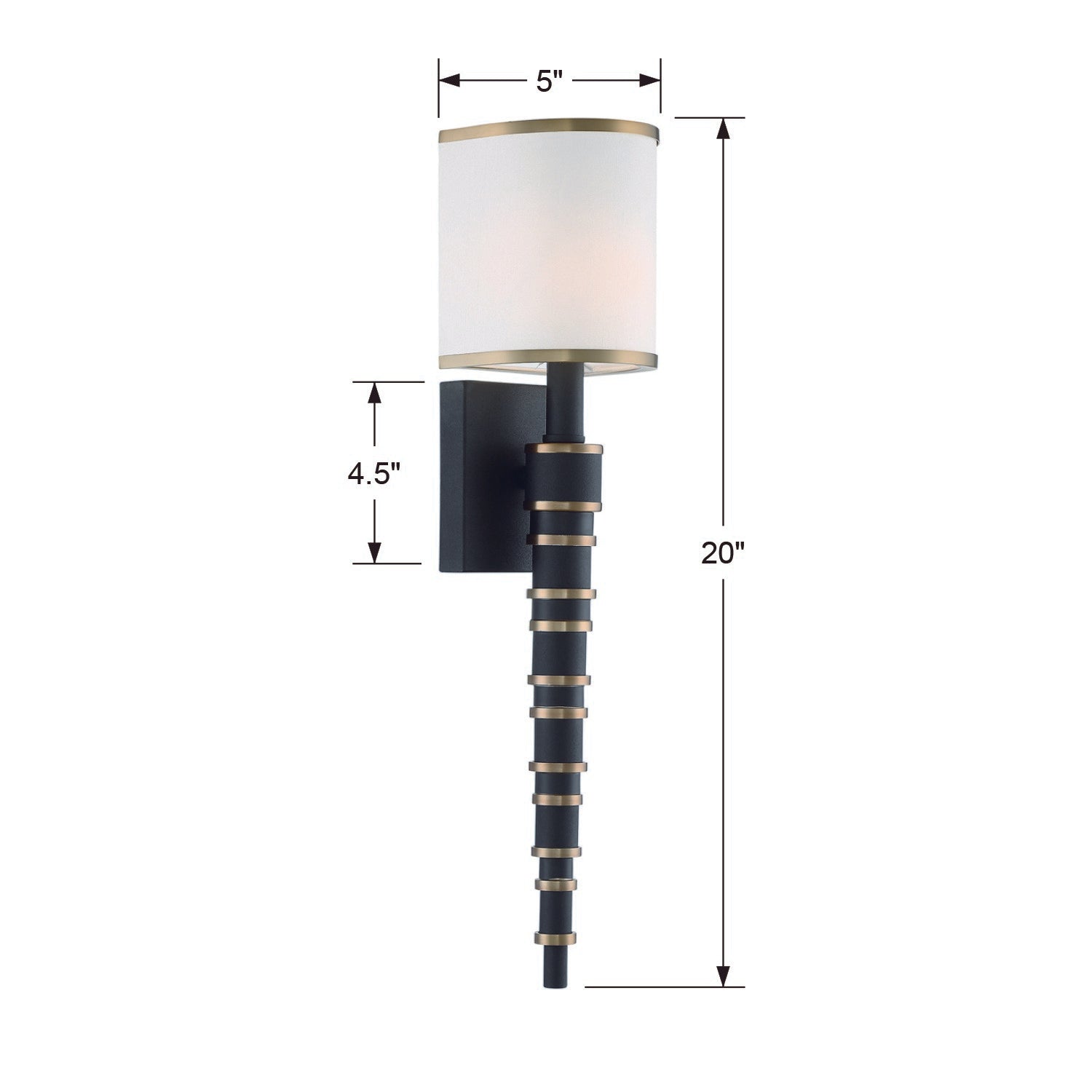 Crystorama Sloane SLO-A3601-VG-BF – 5 Inch – 1 Light – Sconce – Vibrant Gold + Black Forged – Damp Rated