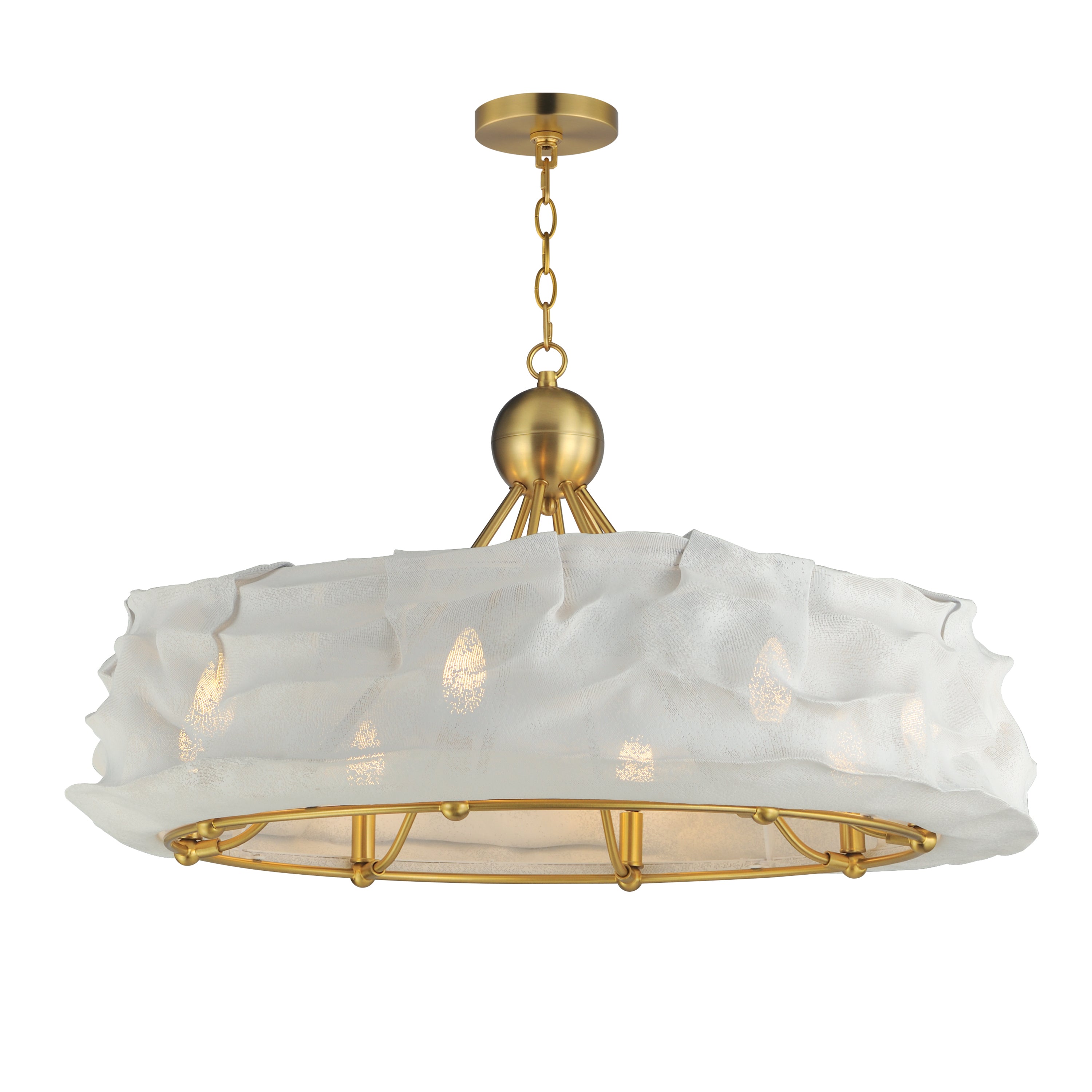 Studio M Shroud SM42408WTNAB 8-Light Chandelier - Natural Aged Brass, White shade