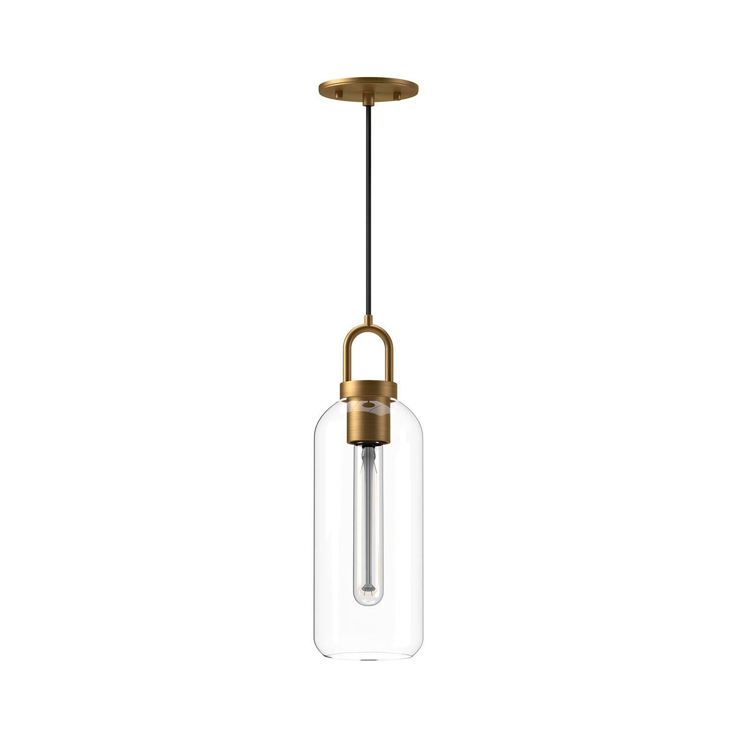 Soji 5-in Aged Gold/Clear Glass 1 Light Pendant
