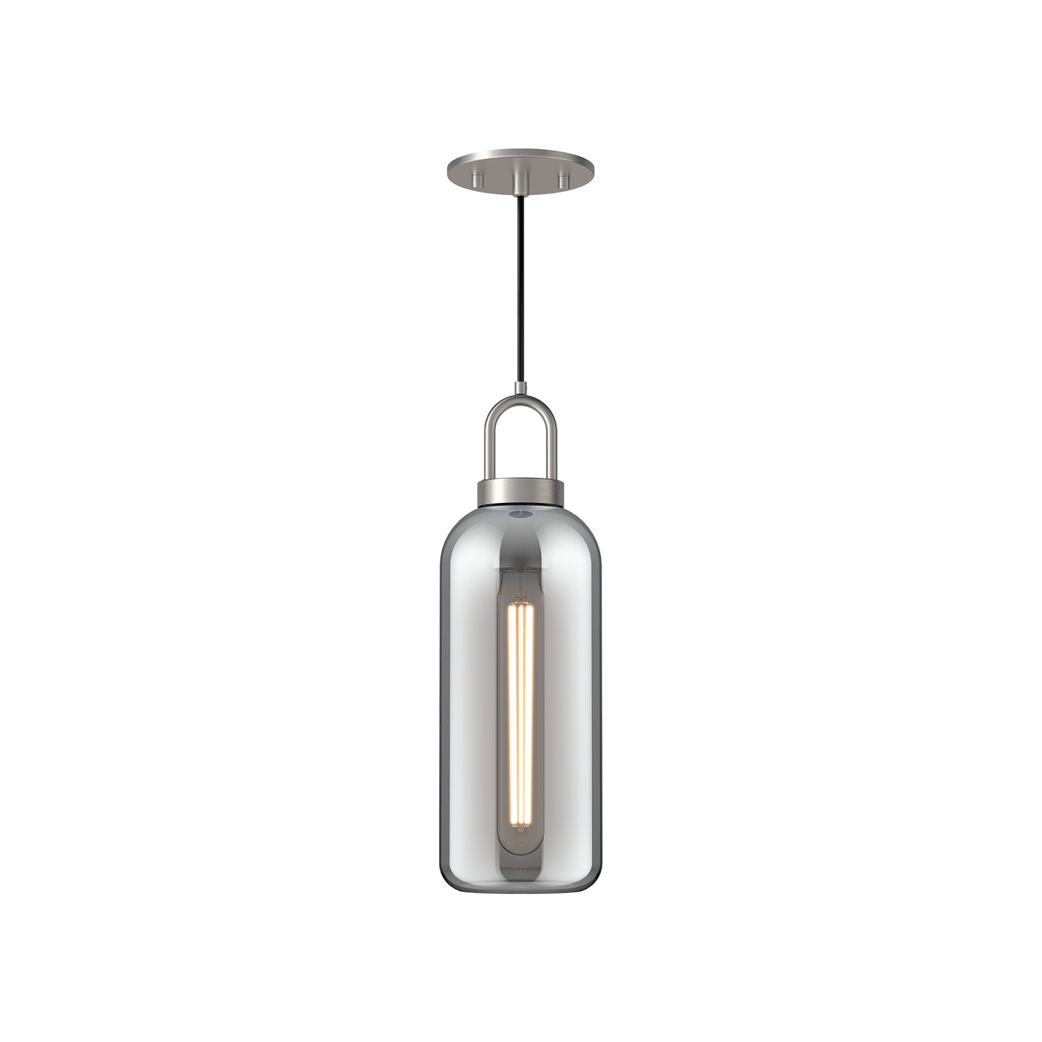 Soji 5-in Brushed Nickel/Smoked Solid Glass 1 Light Pendant