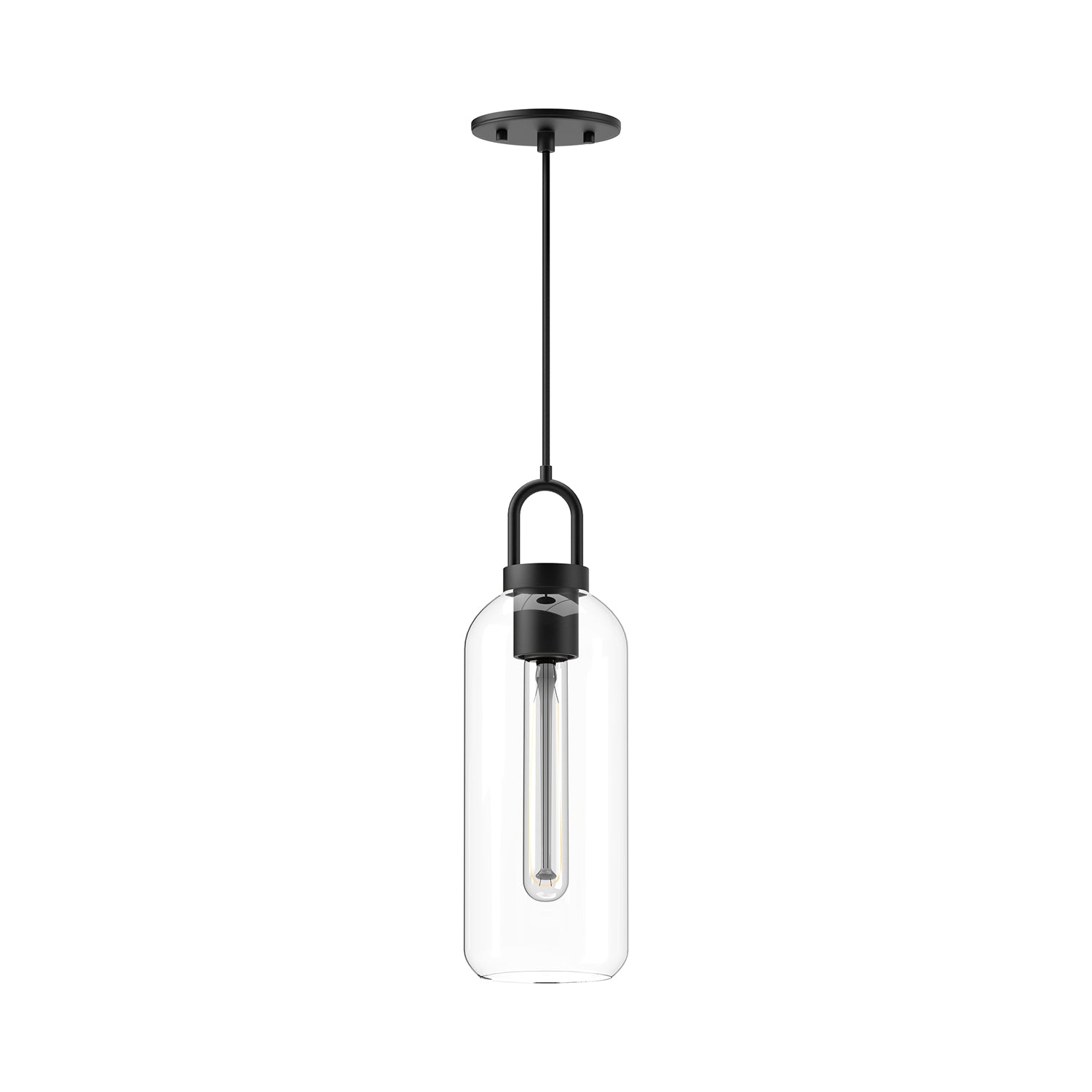Soji 5-in Clear Glass/Matte Black 1 Light Pendant