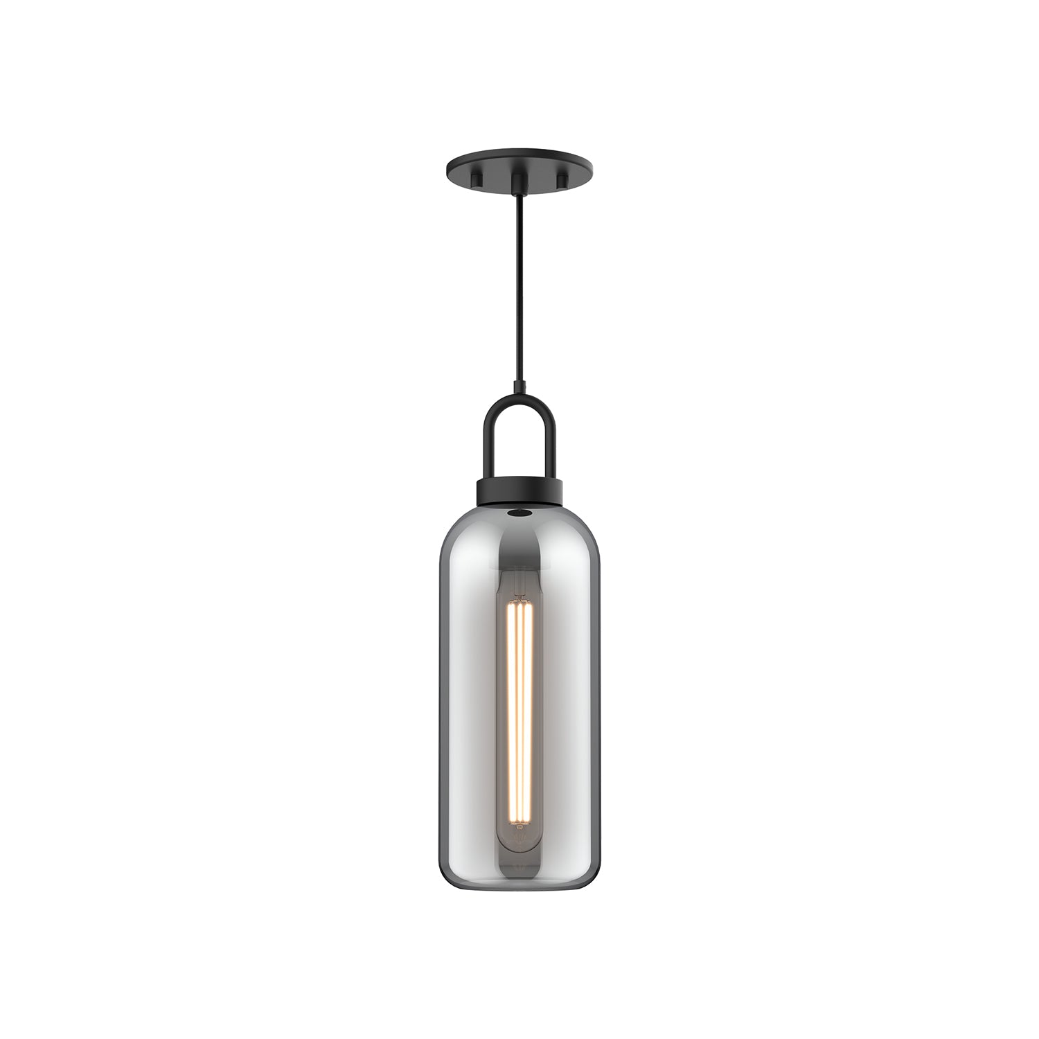 Soji 5-in Matte Black/Smoked Solid Glass 1 Light Pendant