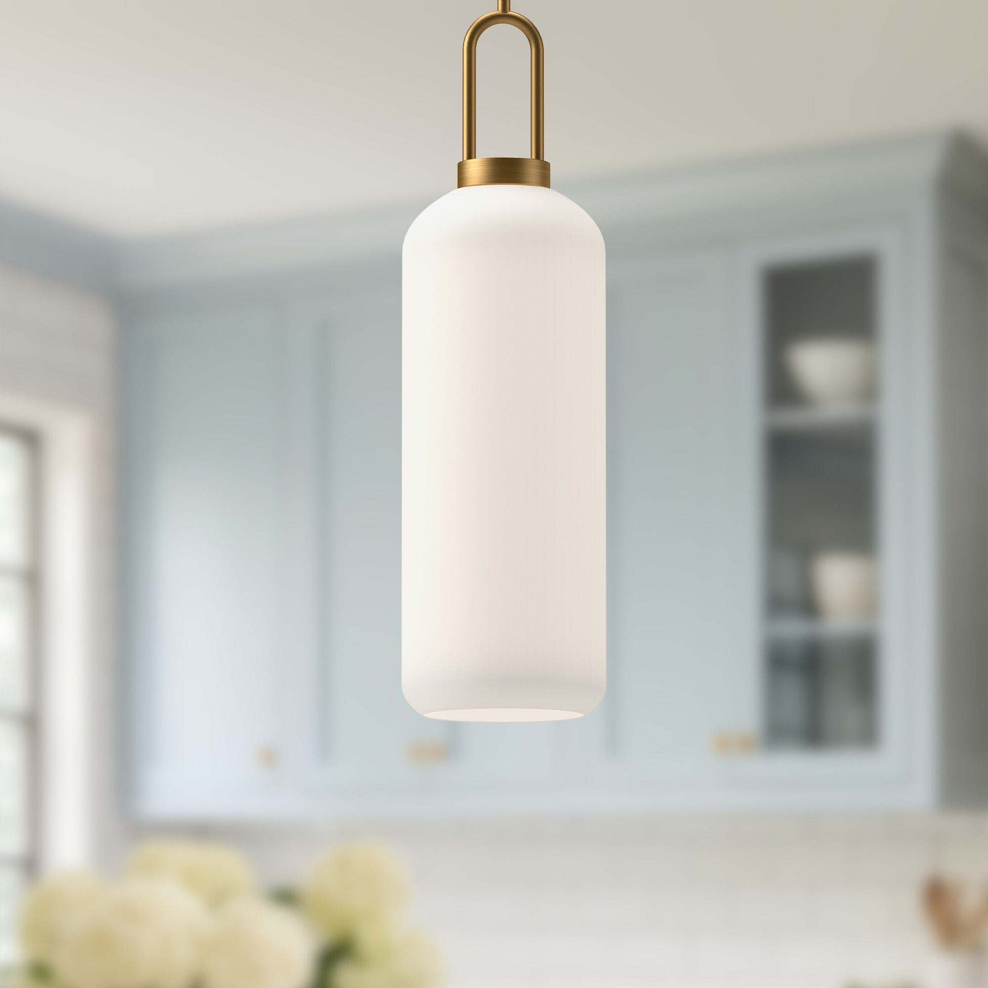 Soji 6-in Aged Gold/Opal Matte Glass 1 Light Pendant