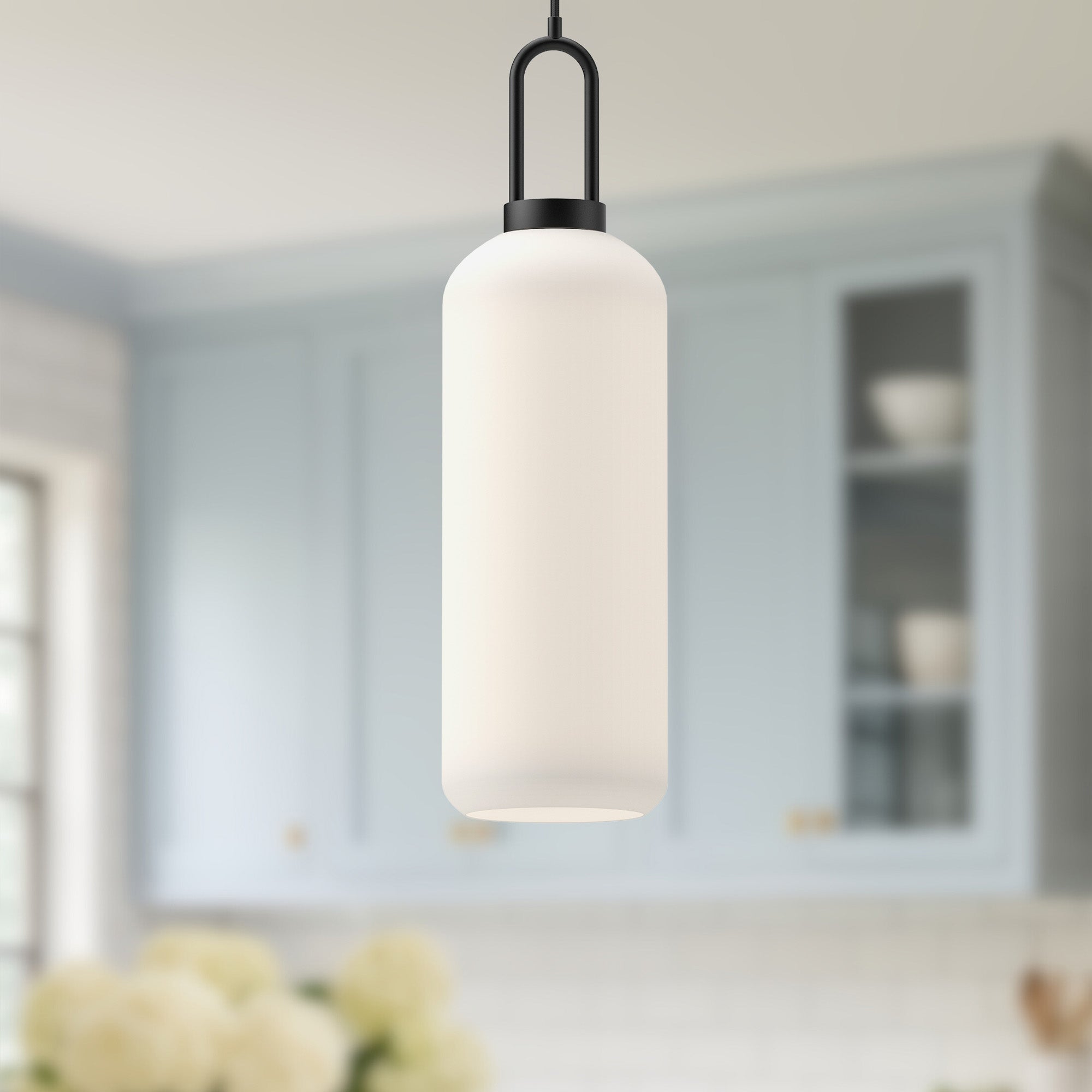 Soji 6-in Matte Black/Opal Matte Glass 1 Light Pendant