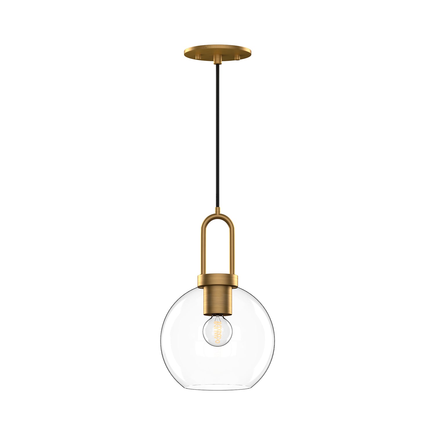 Soji 8-in Aged Gold/Clear Glass 1 Light Pendant