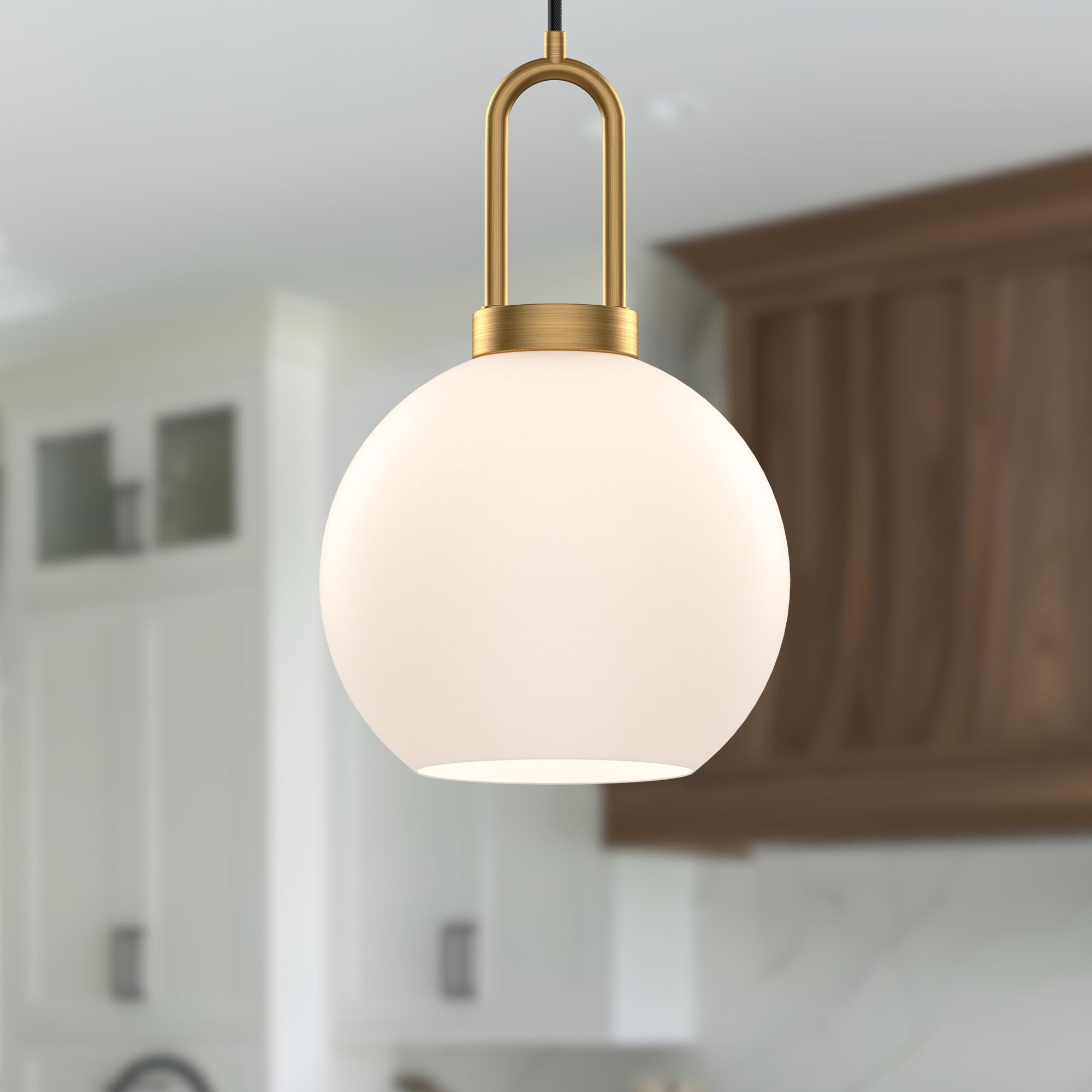 Soji 8-in Aged Gold/Opal Matte Glass 1 Light Pendant