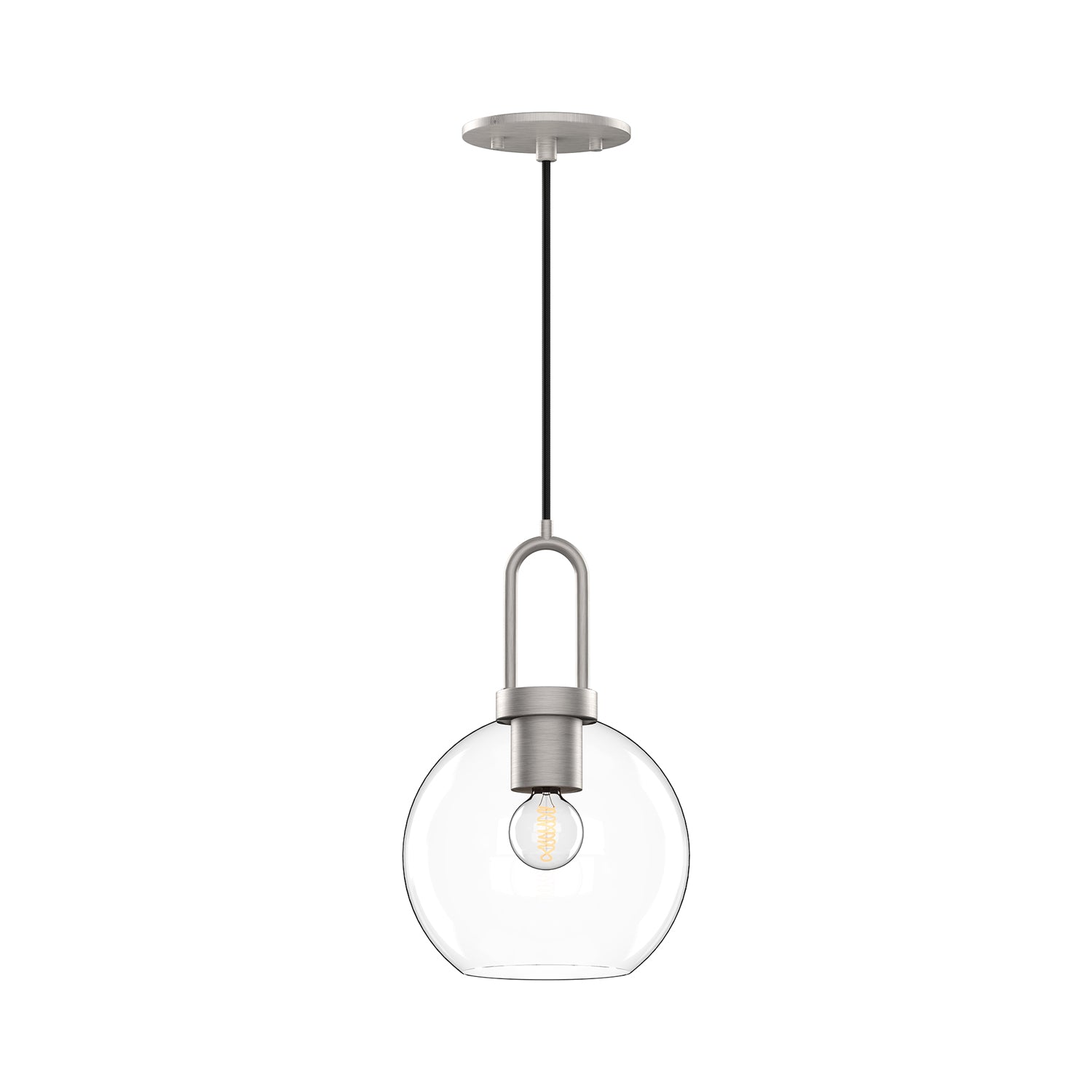 Soji 8-in Brushed Nickel/Clear Glass 1 Light Pendant