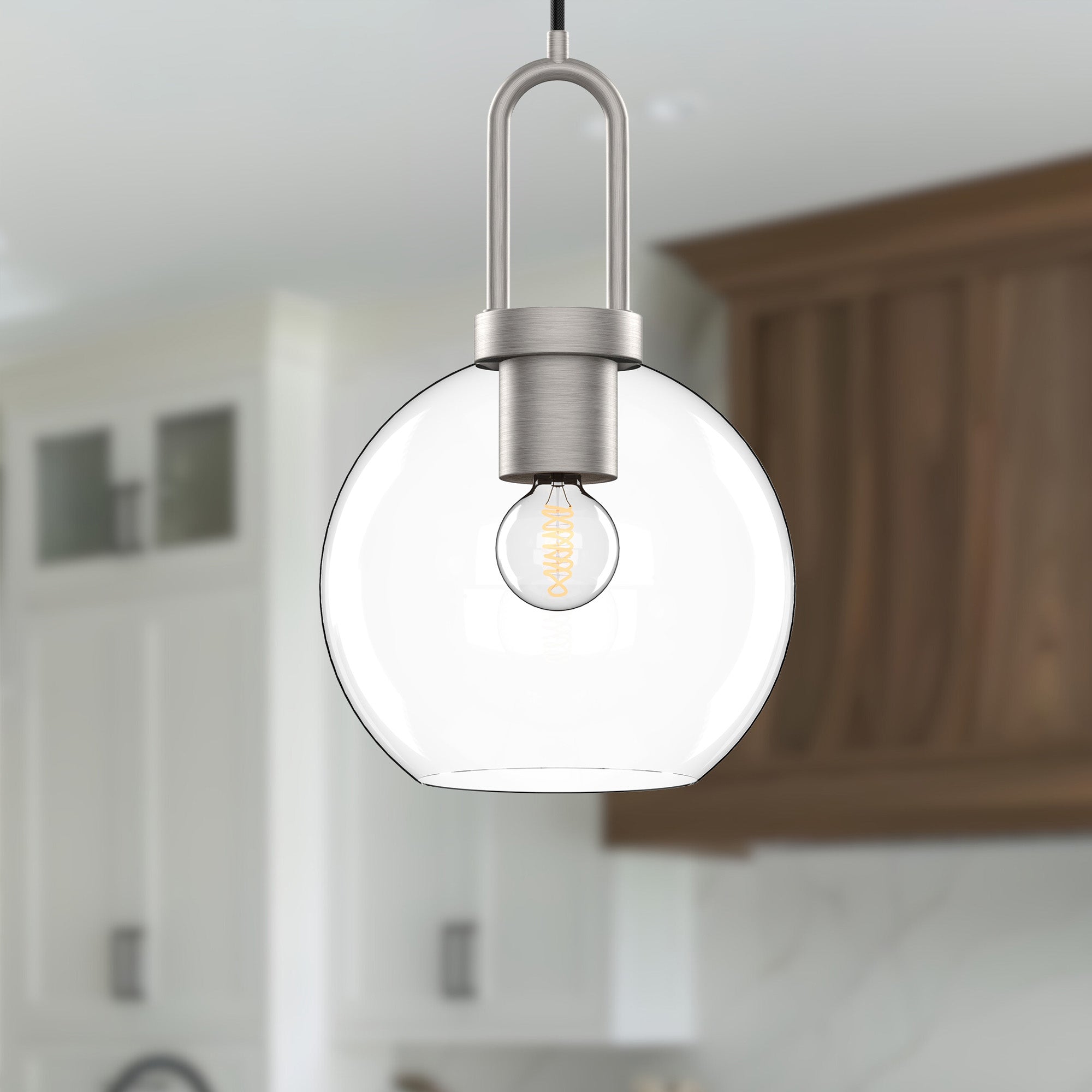 Soji 8-in Brushed Nickel/Clear Glass 1 Light Pendant