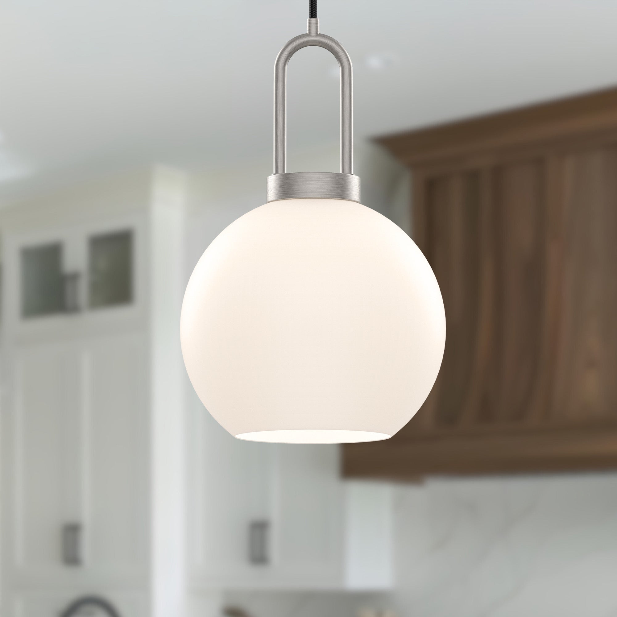 Soji 8-in Brushed Nickel/Opal Matte Glass 1 Light Pendant