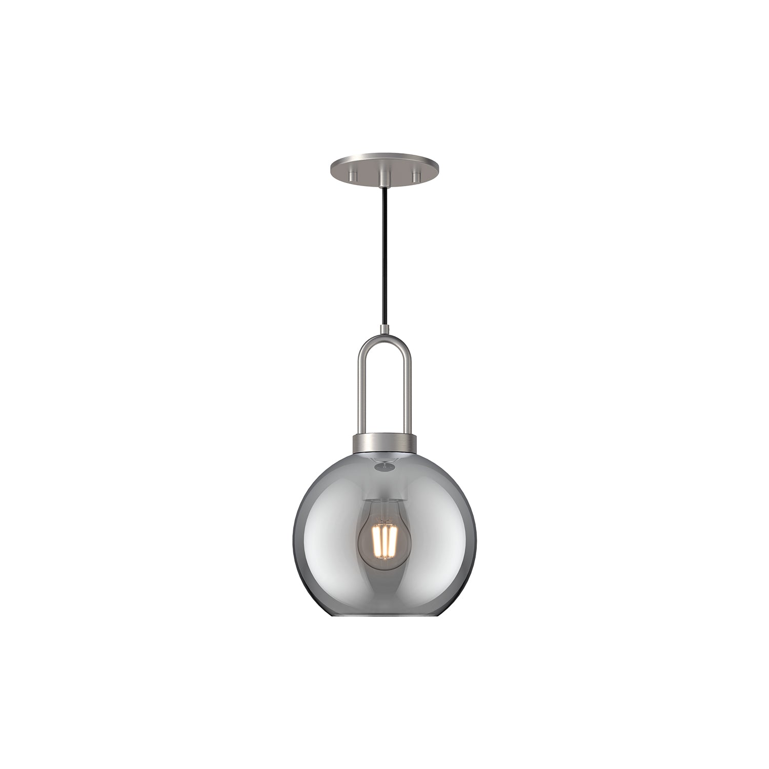 Soji 8-in Brushed Nickel/Smoked Solid Glass 1 Light Pendant