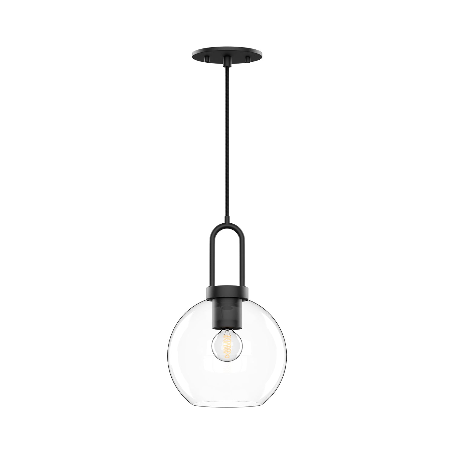 Soji 8-in Clear Glass/Matte Black 1 Light Pendant