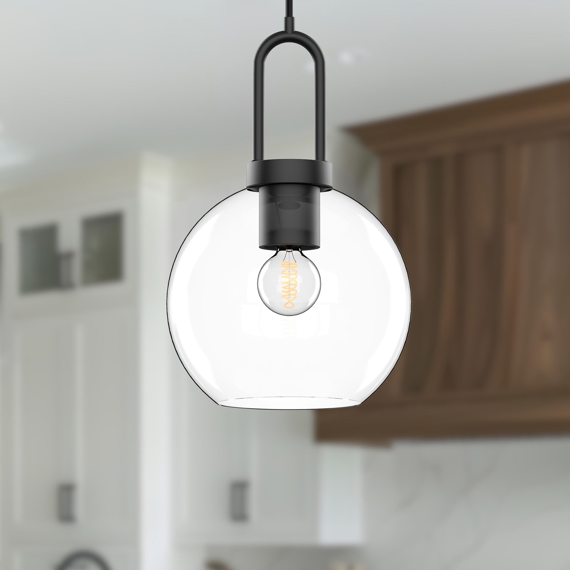 Soji 8-in Clear Glass/Matte Black 1 Light Pendant