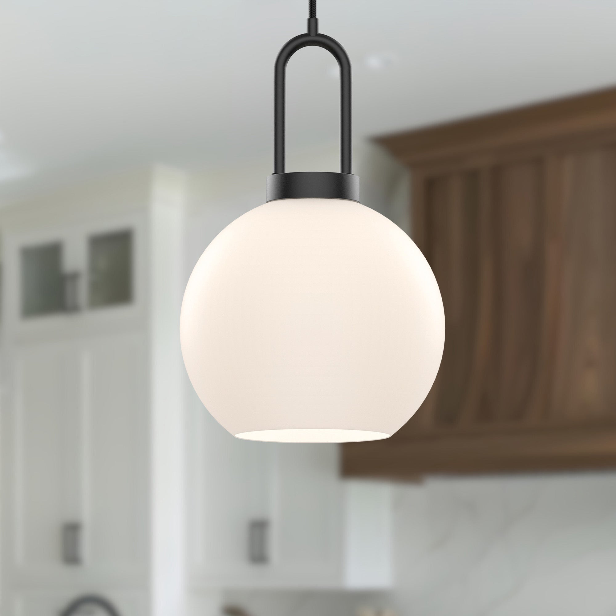 Soji 8-in Matte Black/Opal Matte Glass 1 Light Pendant