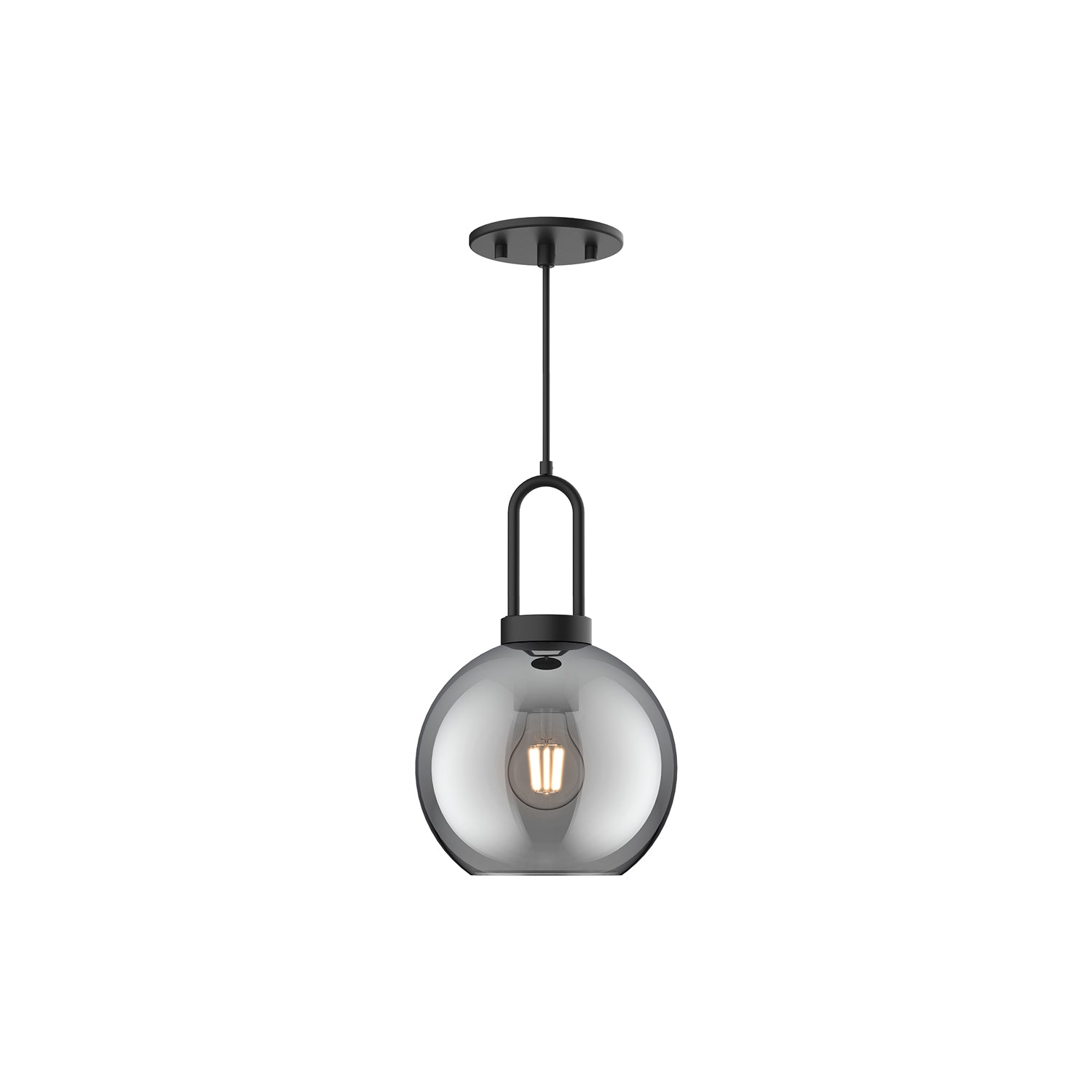 Soji 8-in Matte Black/Smoked Solid Glass 1 Light Pendant