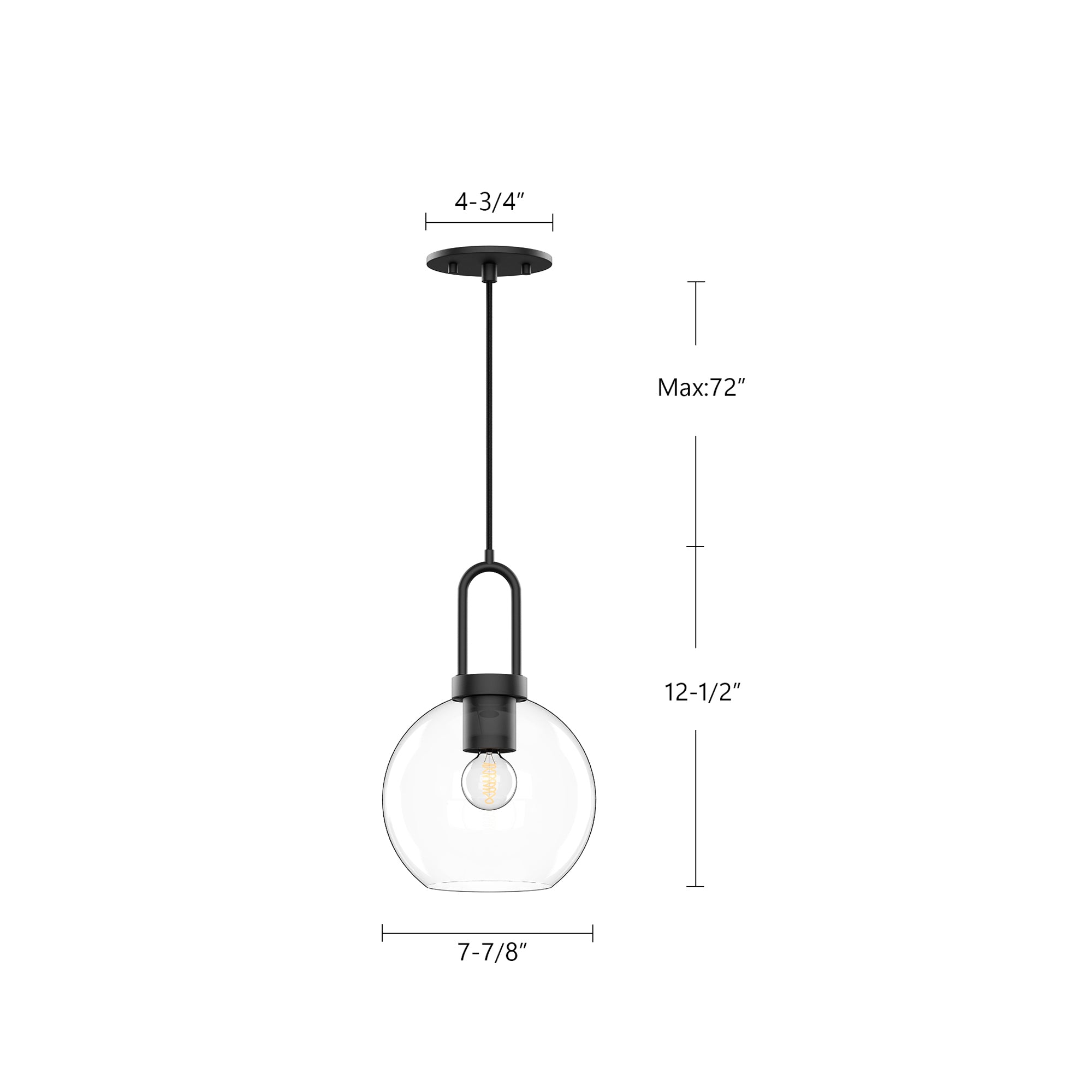 Soji 8-in Matte Black/Smoked Solid Glass 1 Light Pendant