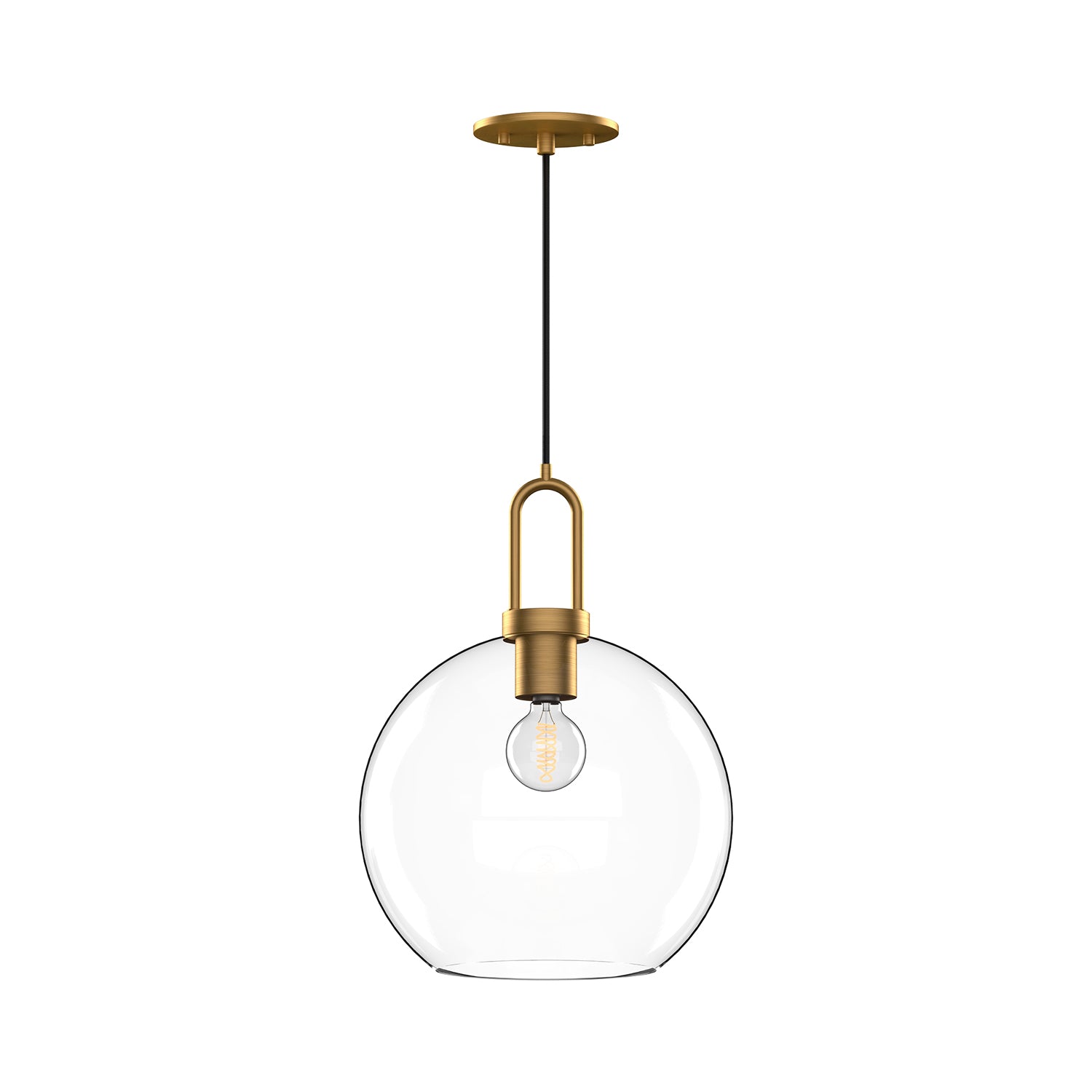 Soji 10-in Aged Gold/Clear Glass 1 Light Pendant