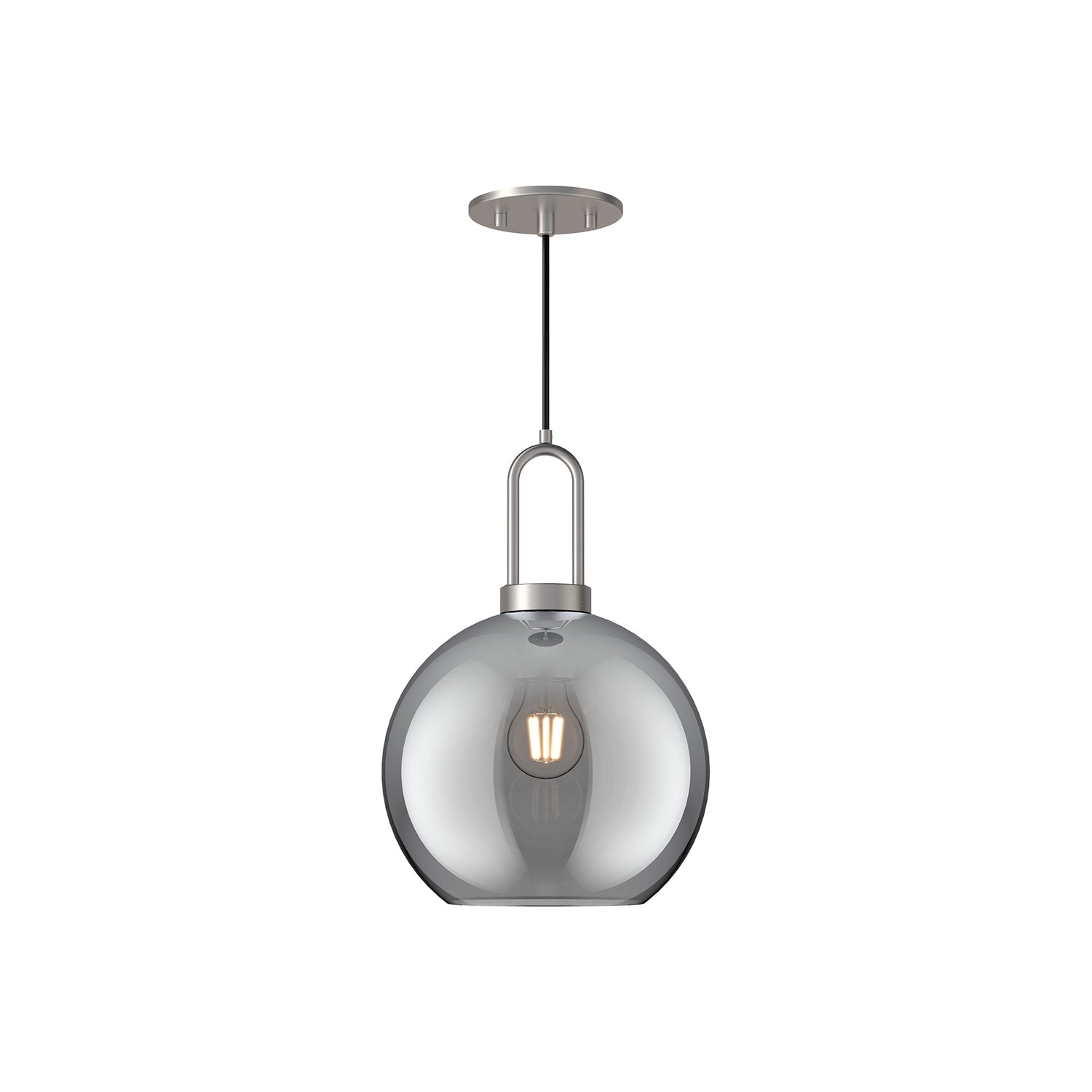 Soji 10-in Brushed Nickel/Smoked Solid Glass 1 Light Pendant