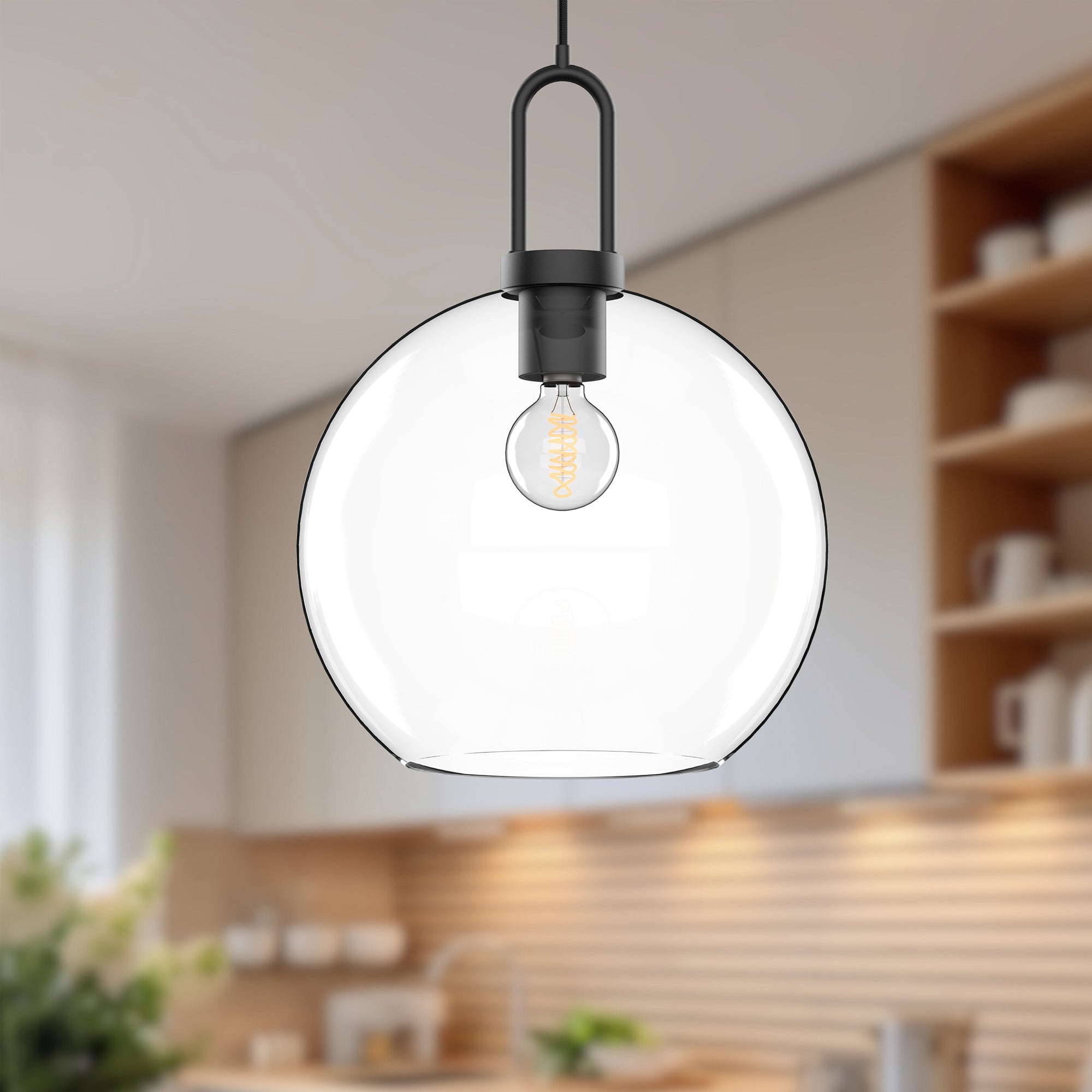 Soji 10-in Clear Glass/Matte Black 1 Light Pendant