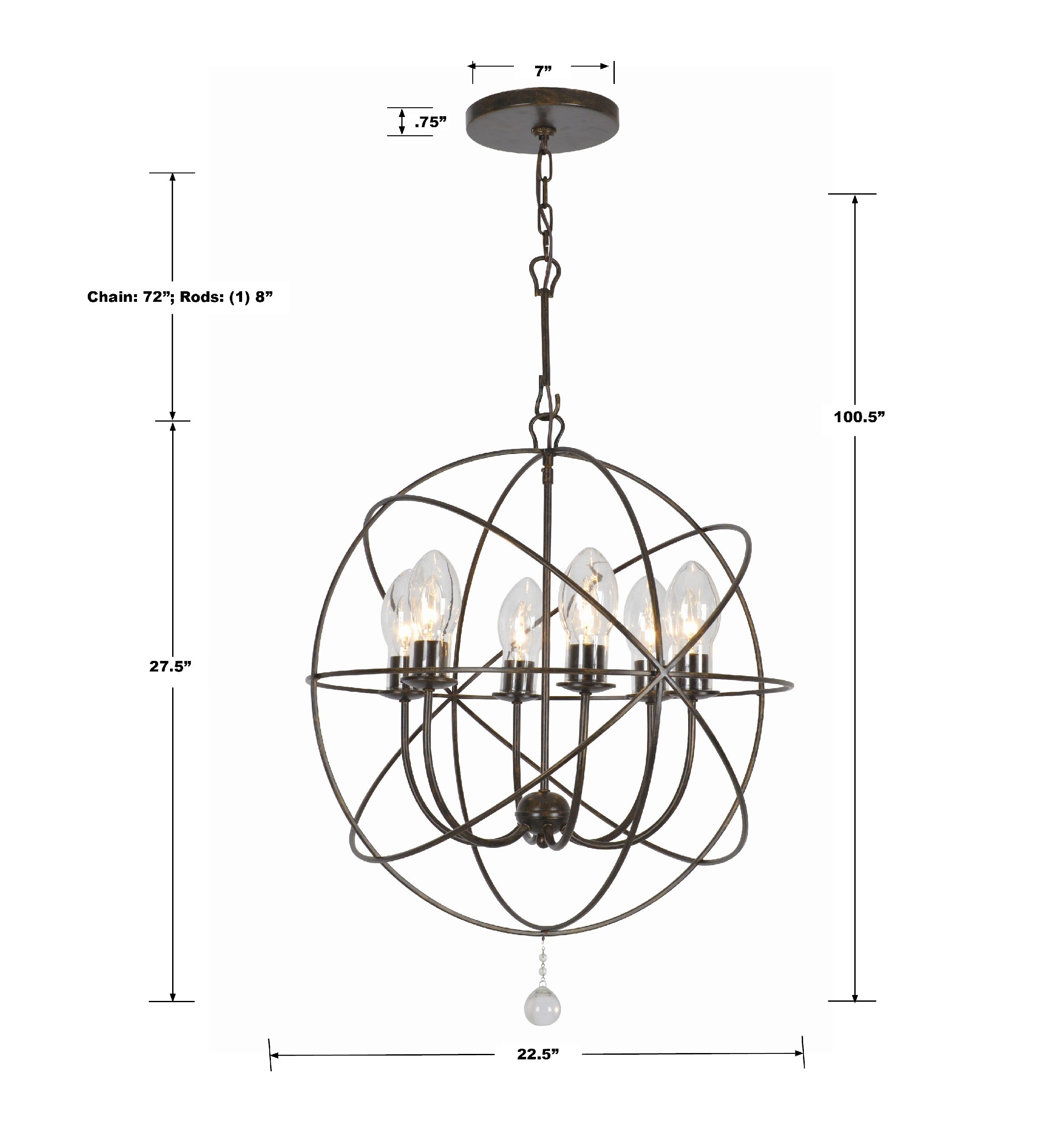 Crystorama Solaris SOL-9326-EB – 22.5 Inch – 6 Light – Outdoor – English Bronze – Wet Rated