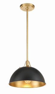 Crystorama Soto SOT-18013-MK-GA – 12 Inch – 1 Light – Pendant Light – Matte Black + Antique Gold – Damp Rated
