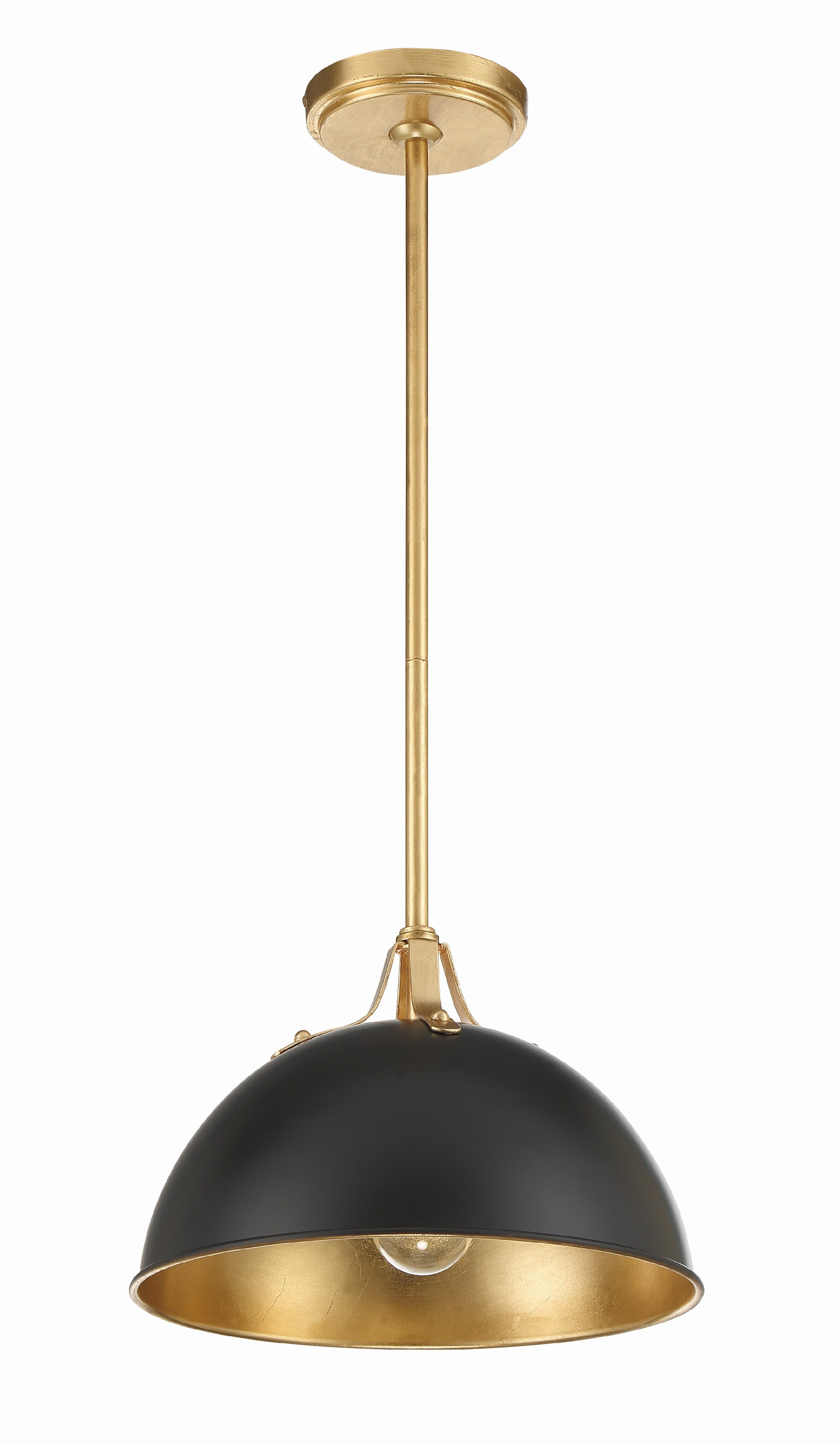 Crystorama Soto SOT-18013-MK-GA – 12 Inch – 1 Light – Pendant Light – Matte Black + Antique Gold – Damp Rated