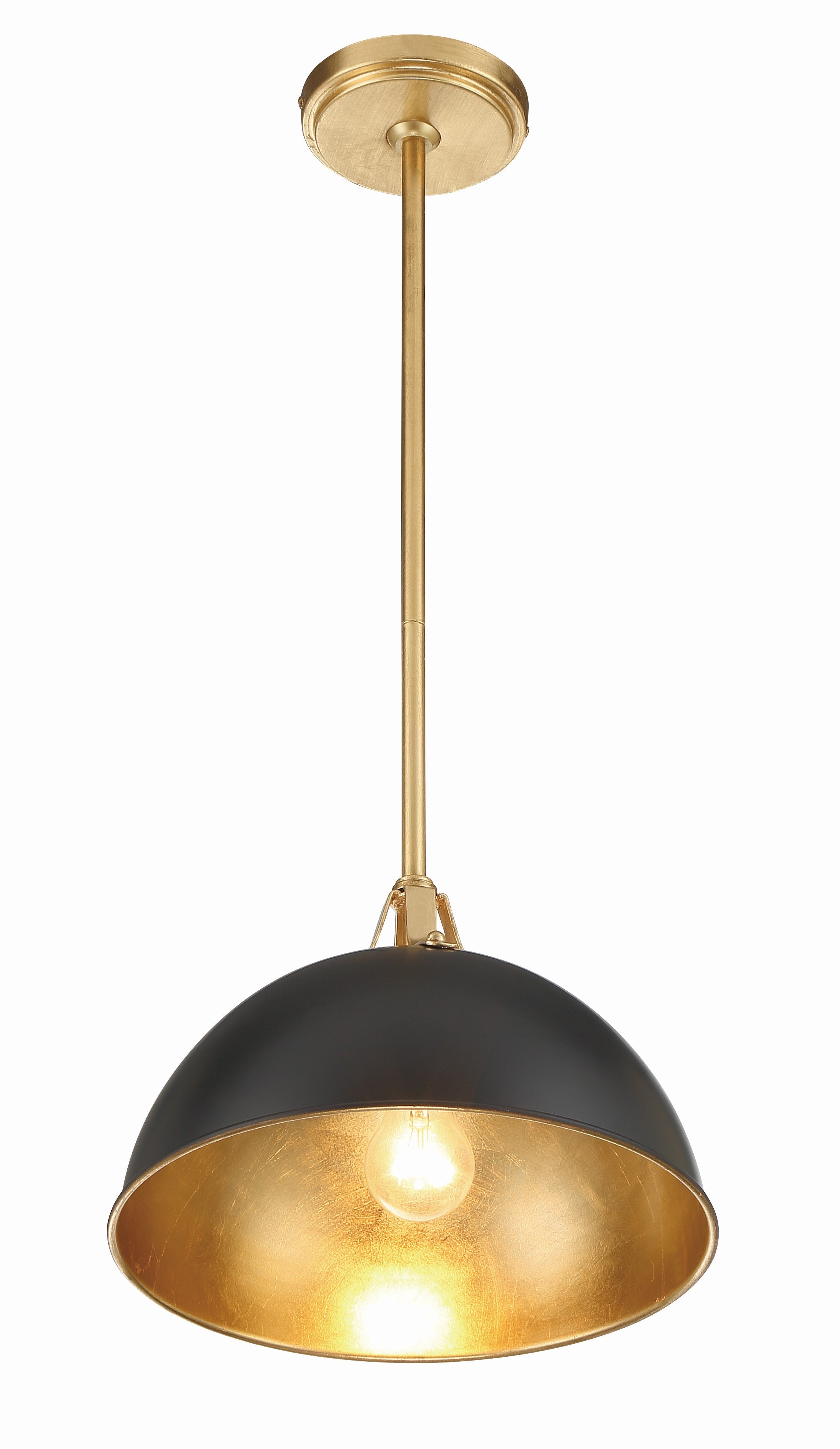 Crystorama Soto SOT-18013-MK-GA – 12 Inch – 1 Light – Pendant Light – Matte Black + Antique Gold – Damp Rated