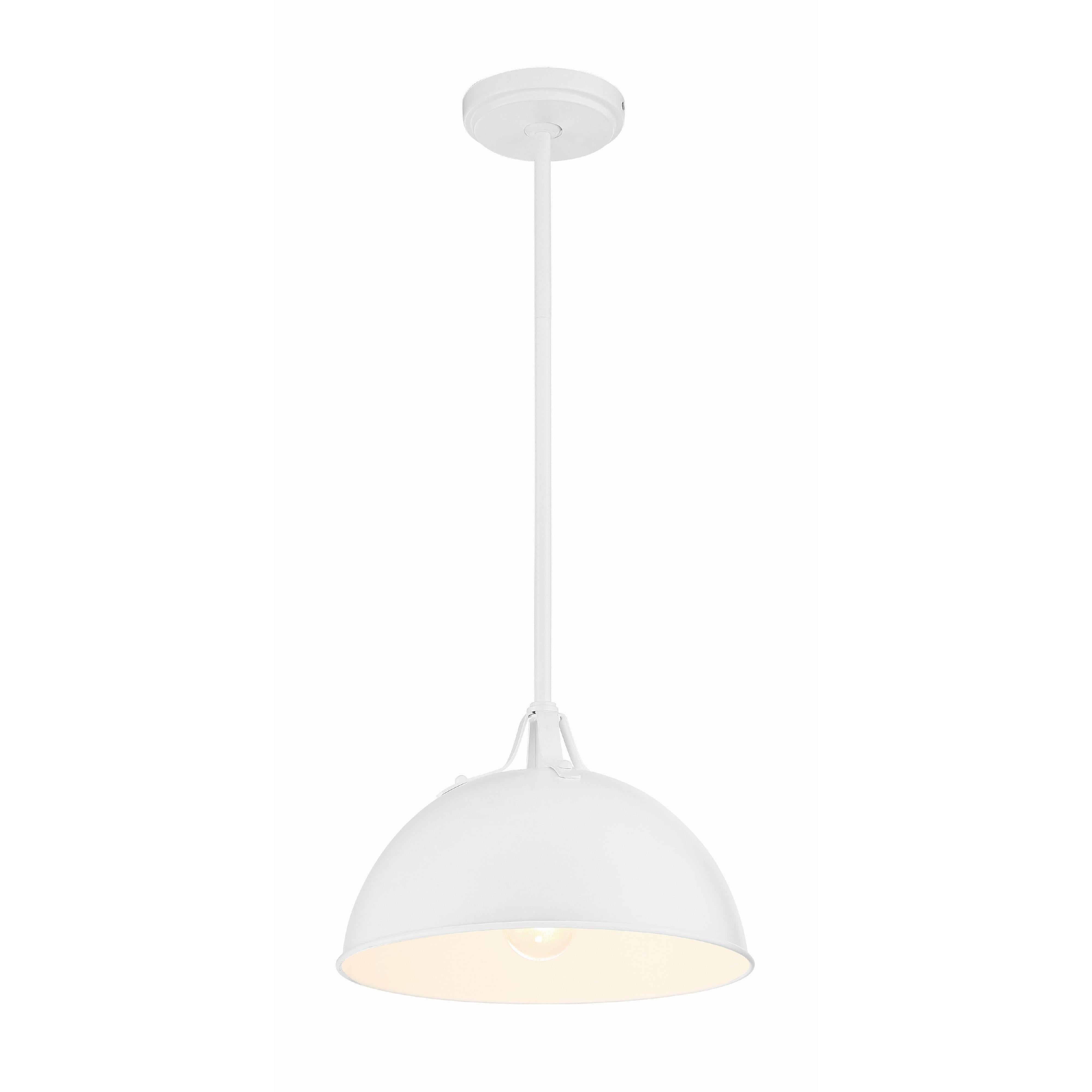 Crystorama Soto SOT-18013-WH – 12 Inch – 1 Light – Pendant Light – White – Damp Rated