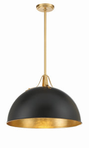 Crystorama Soto SOT-18015-MK-GA – 20 Inch – 1 Light – Pendant Light – Matte Black + Antique Gold – Damp Rated