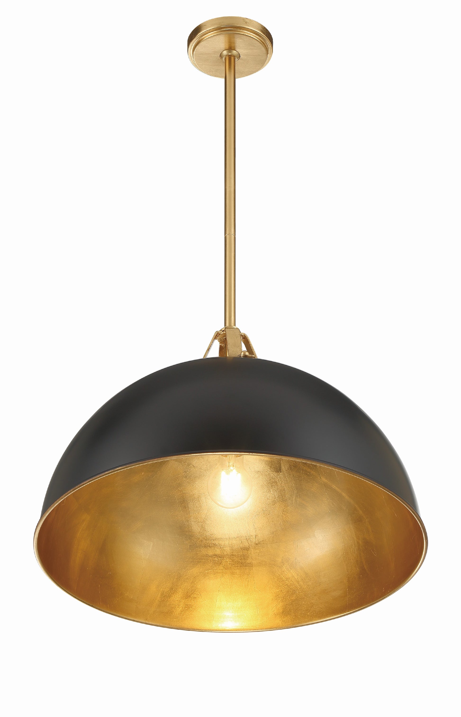 Crystorama Soto SOT-18015-MK-GA – 20 Inch – 1 Light – Pendant Light – Matte Black + Antique Gold – Damp Rated