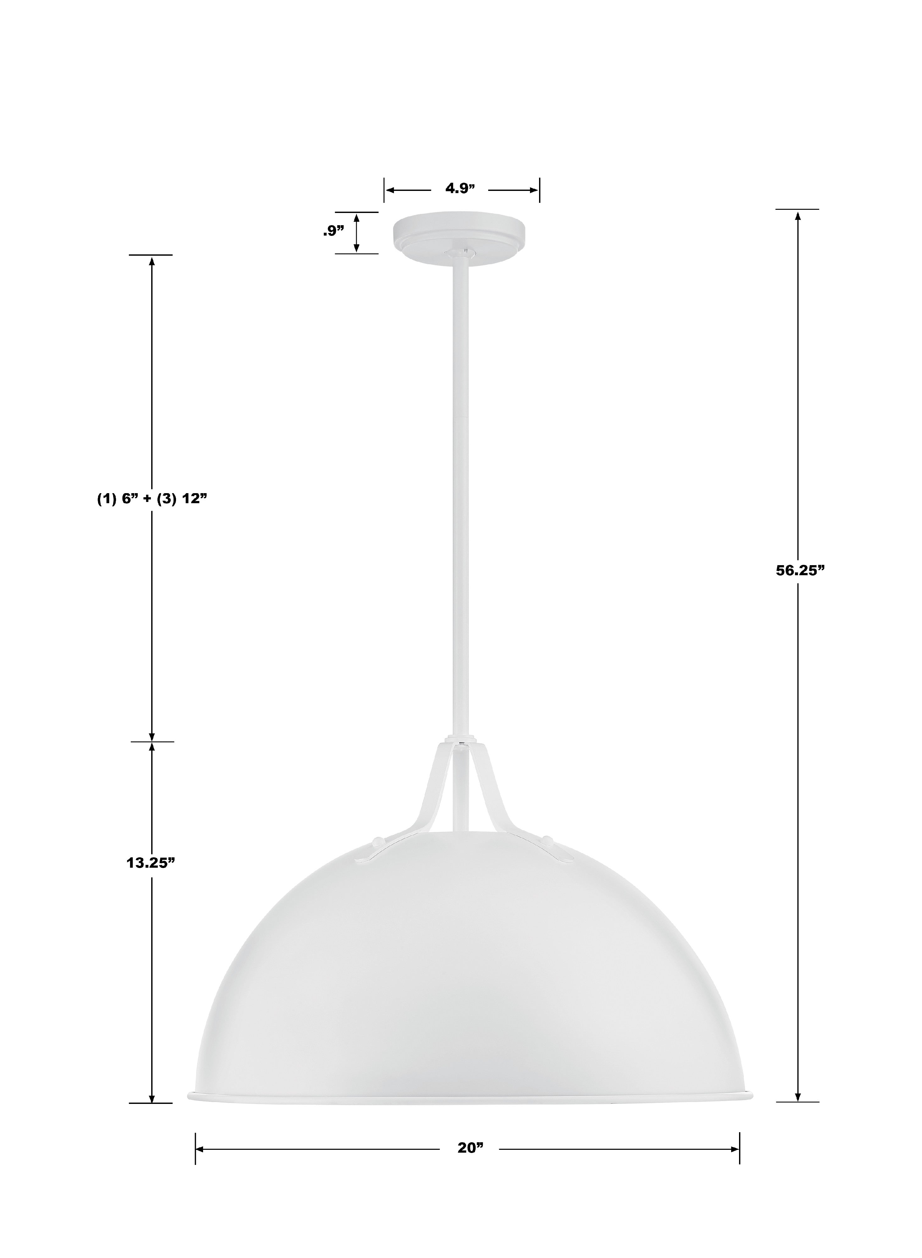 Crystorama Soto SOT-18015-WH – 20 Inch – 1 Light – Pendant Light – White – Damp Rated
