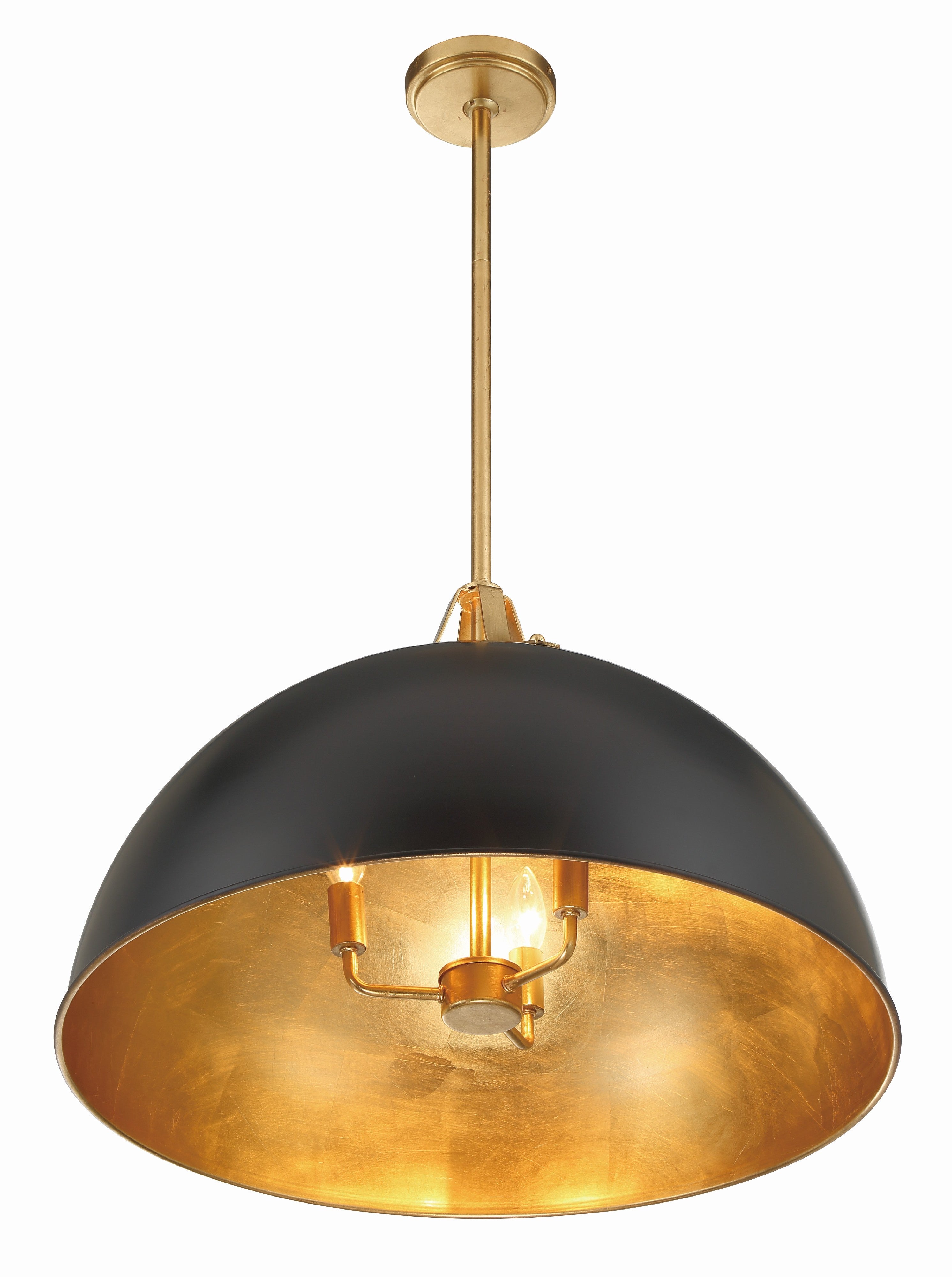 Crystorama Soto SOT-18017-MK-GA – 23.5 Inch – 3 Light – Pendant Light – Matte Black + Antique Gold – Damp Rated