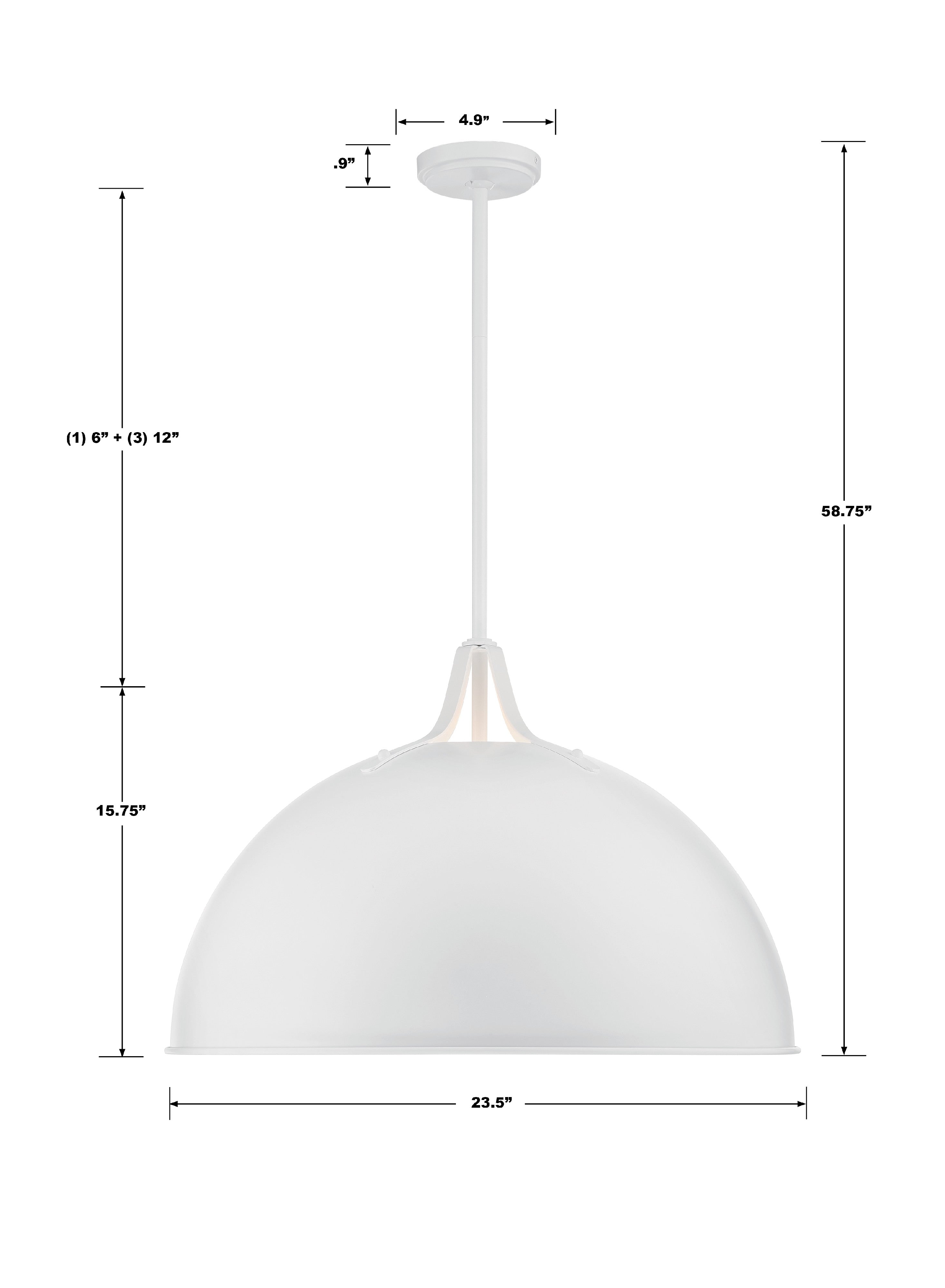 Crystorama Soto SOT-18017-WH – 23.5 Inch – 3 Light – Pendant Light – White – Damp Rated