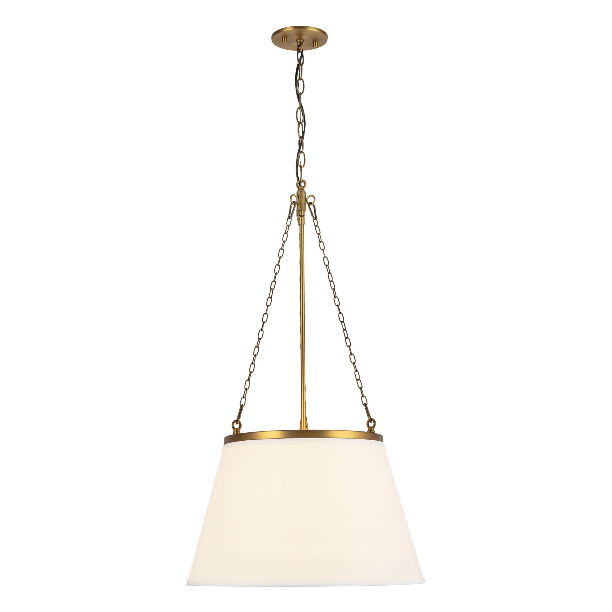 Speakeasy 18-in Aged Gold/White Linen 1 Light Pendant