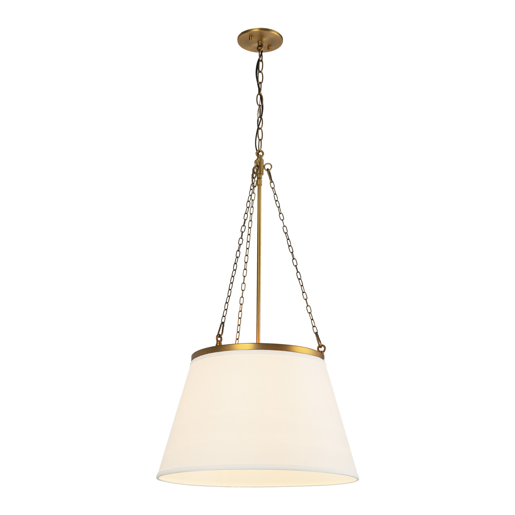 Speakeasy 18-in Aged Gold/White Linen 1 Light Pendant
