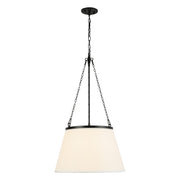 Speakeasy 18-in Matte Black/White Linen 1 Light Pendant