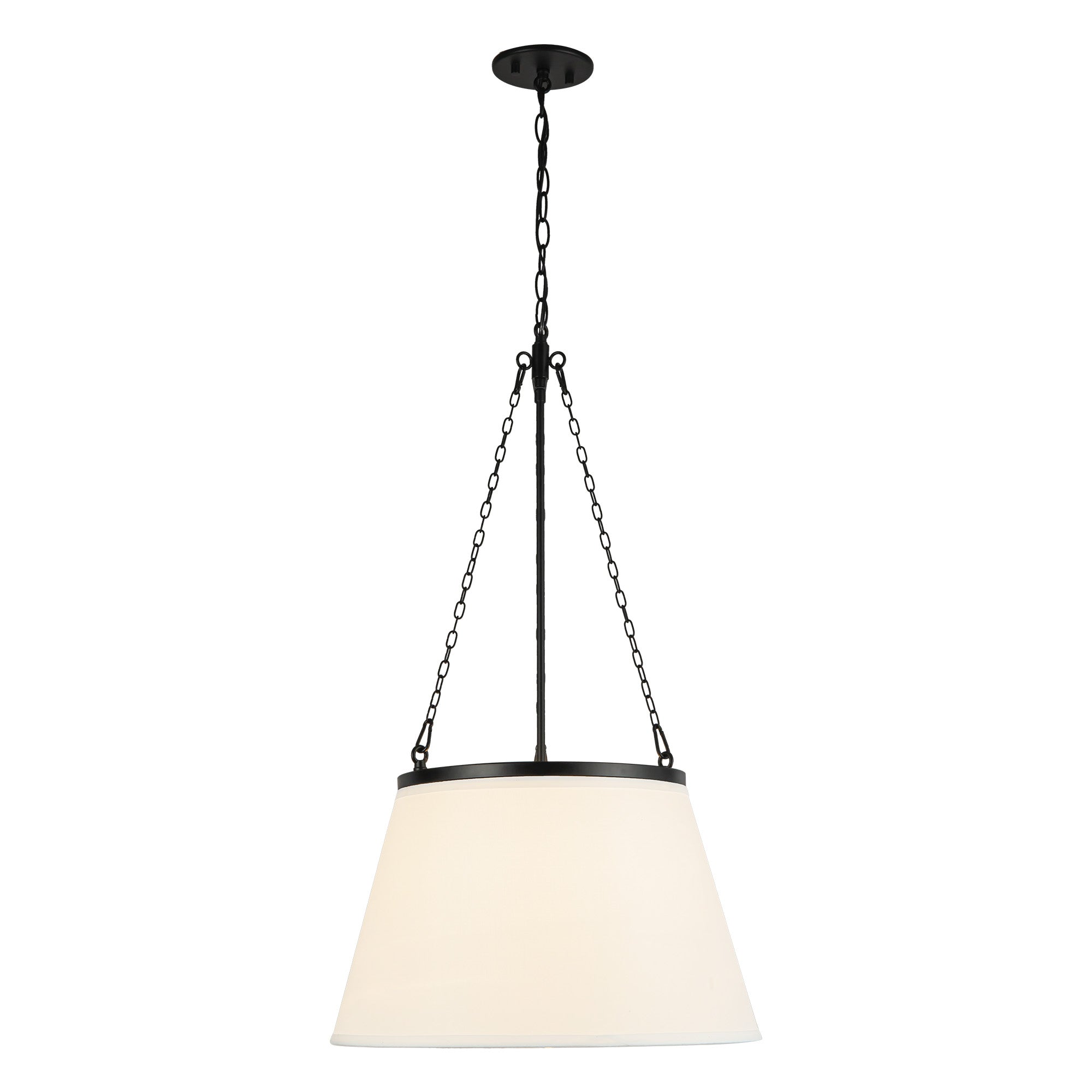 Speakeasy 18-in Matte Black/White Linen 1 Light Pendant