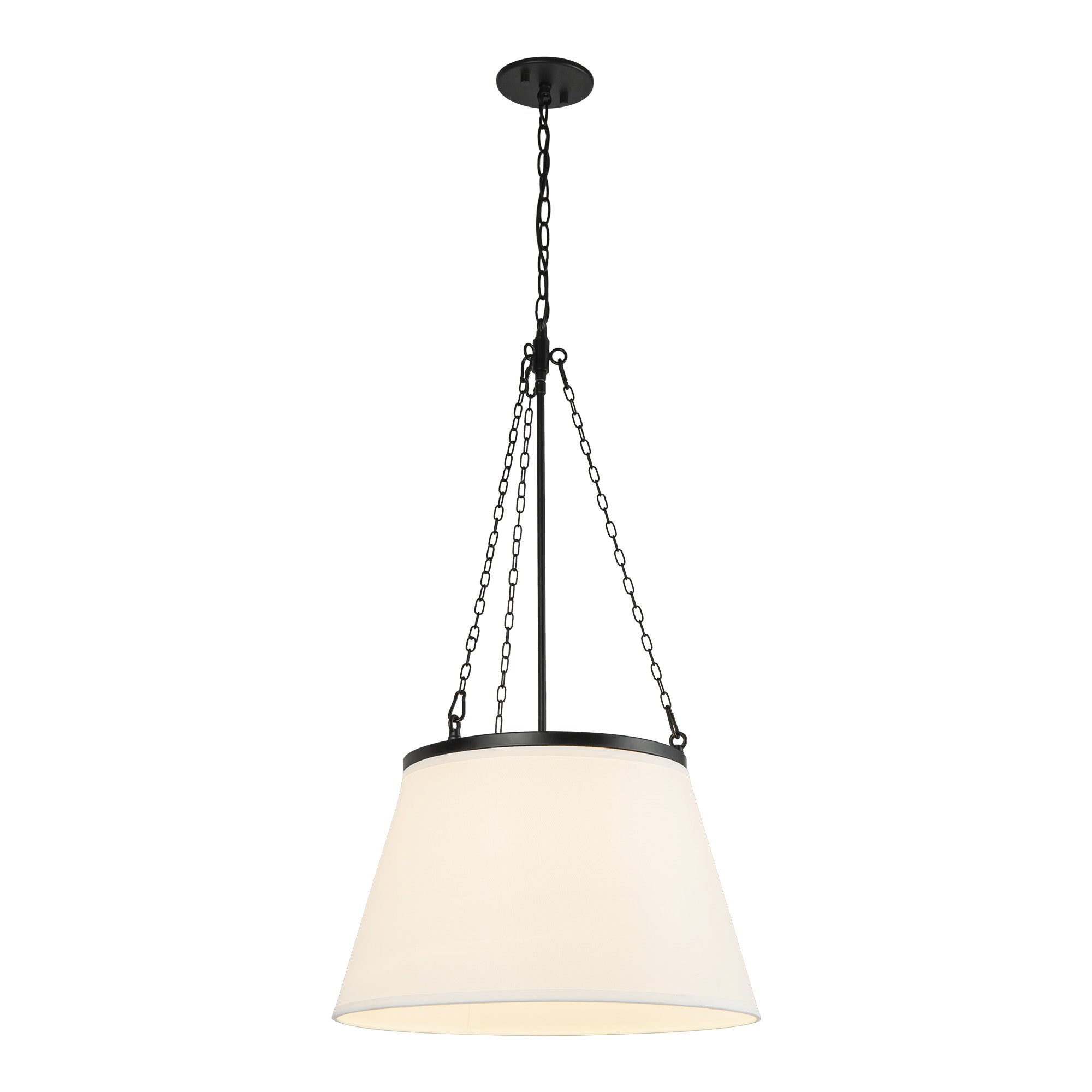 Speakeasy 18-in Matte Black/White Linen 1 Light Pendant
