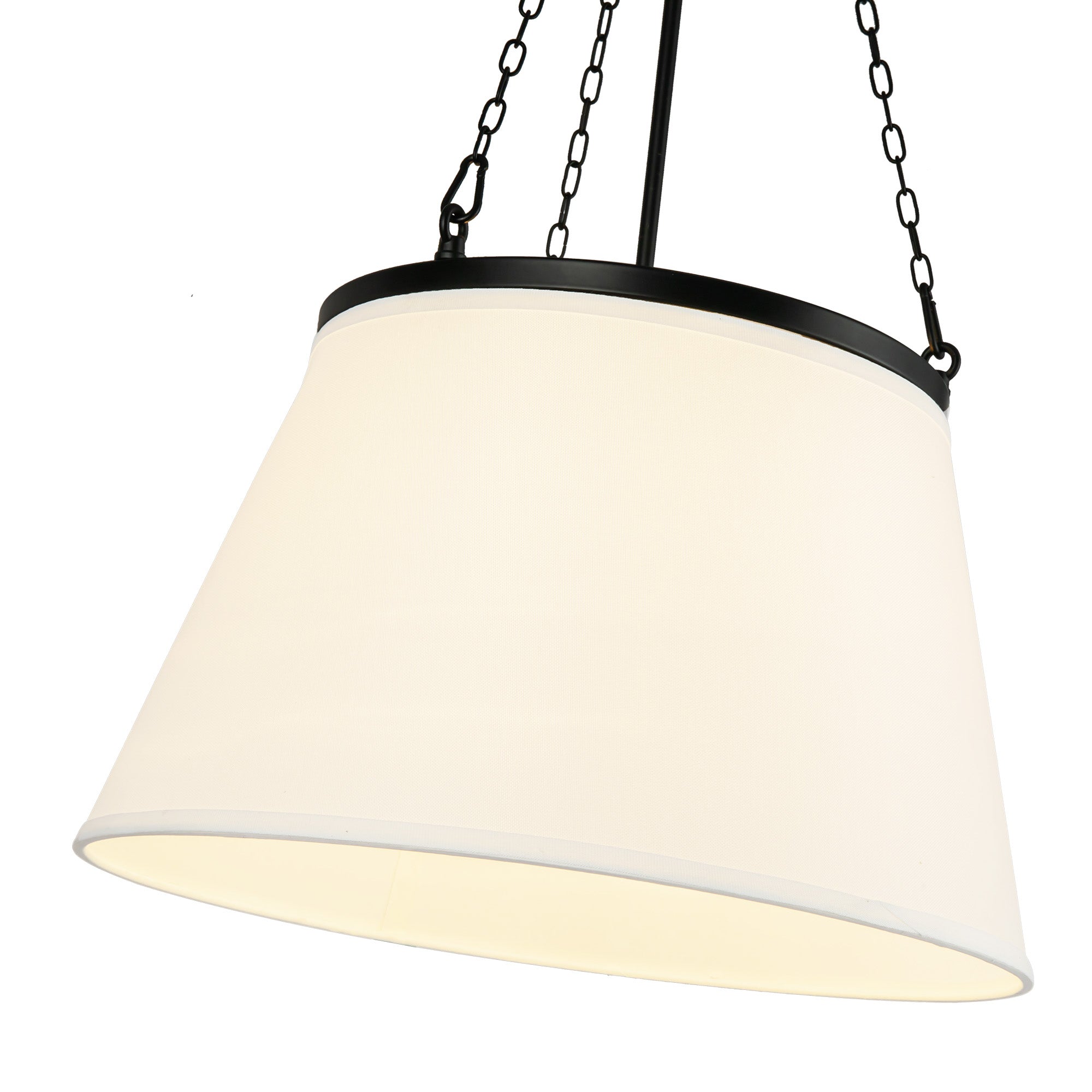 Speakeasy 18-in Matte Black/White Linen 1 Light Pendant