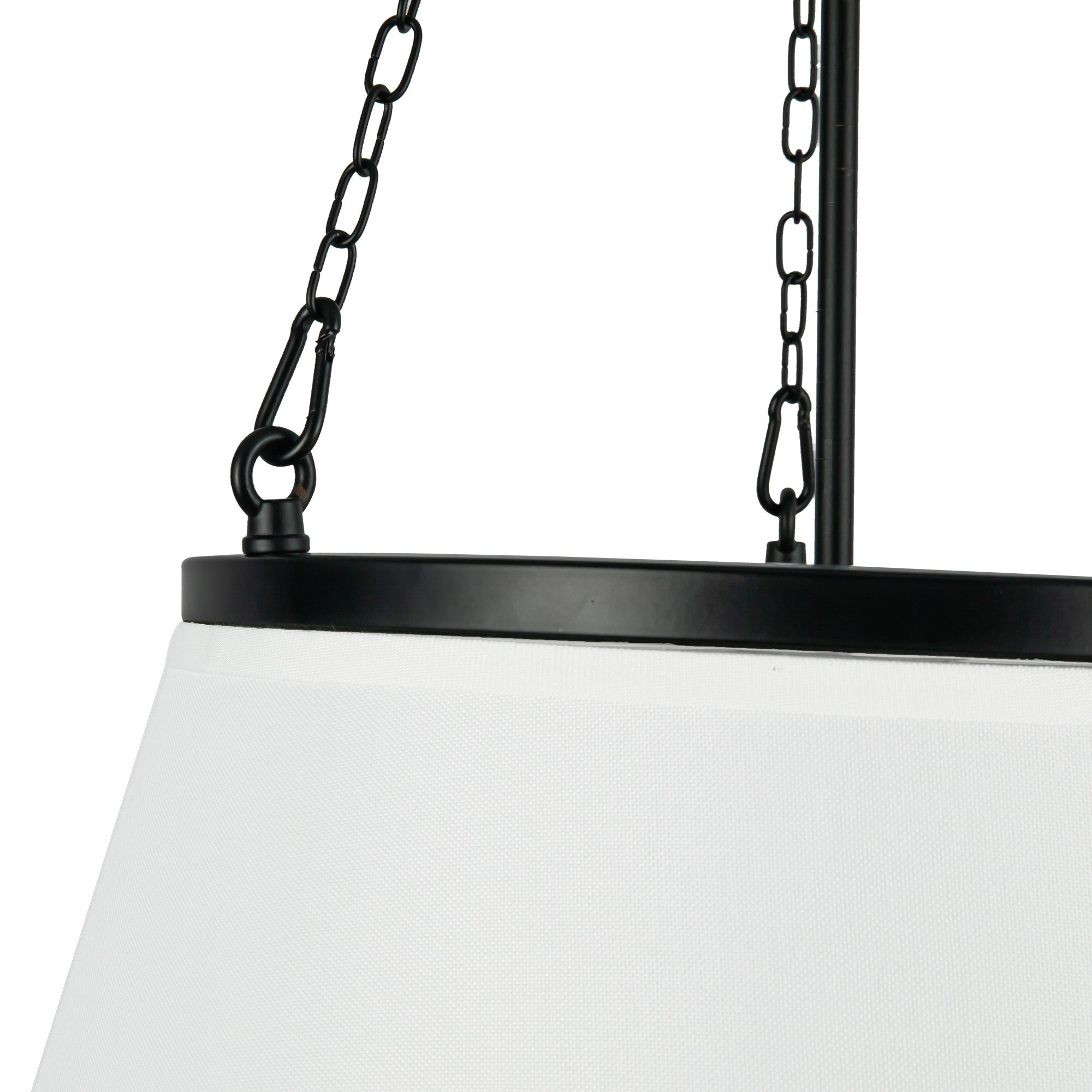 Speakeasy 18-in Matte Black/White Linen 1 Light Pendant