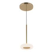 Kuzco Lighting PD97204-MRB/FR Stephord 4-in LED Pendant, UL Damp Rated, Metallic Brass/Frosted Glass