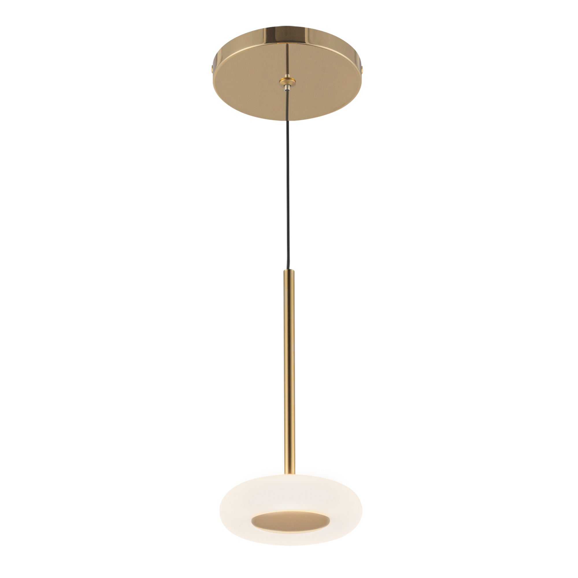 Kuzco Lighting PD97204-MRB/FR Stephord 4-in LED Pendant, UL Damp Rated, Metallic Brass/Frosted Glass