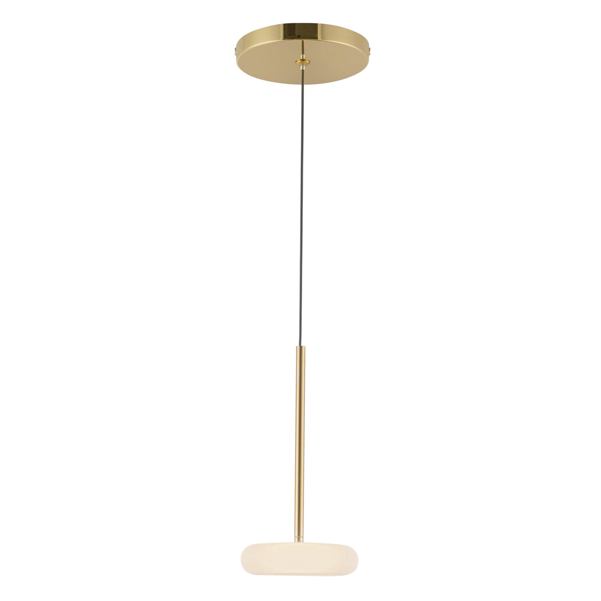 Kuzco Lighting PD97204-MRB/FR Stephord 4-in LED Pendant, UL Damp Rated, Metallic Brass/Frosted Glass
