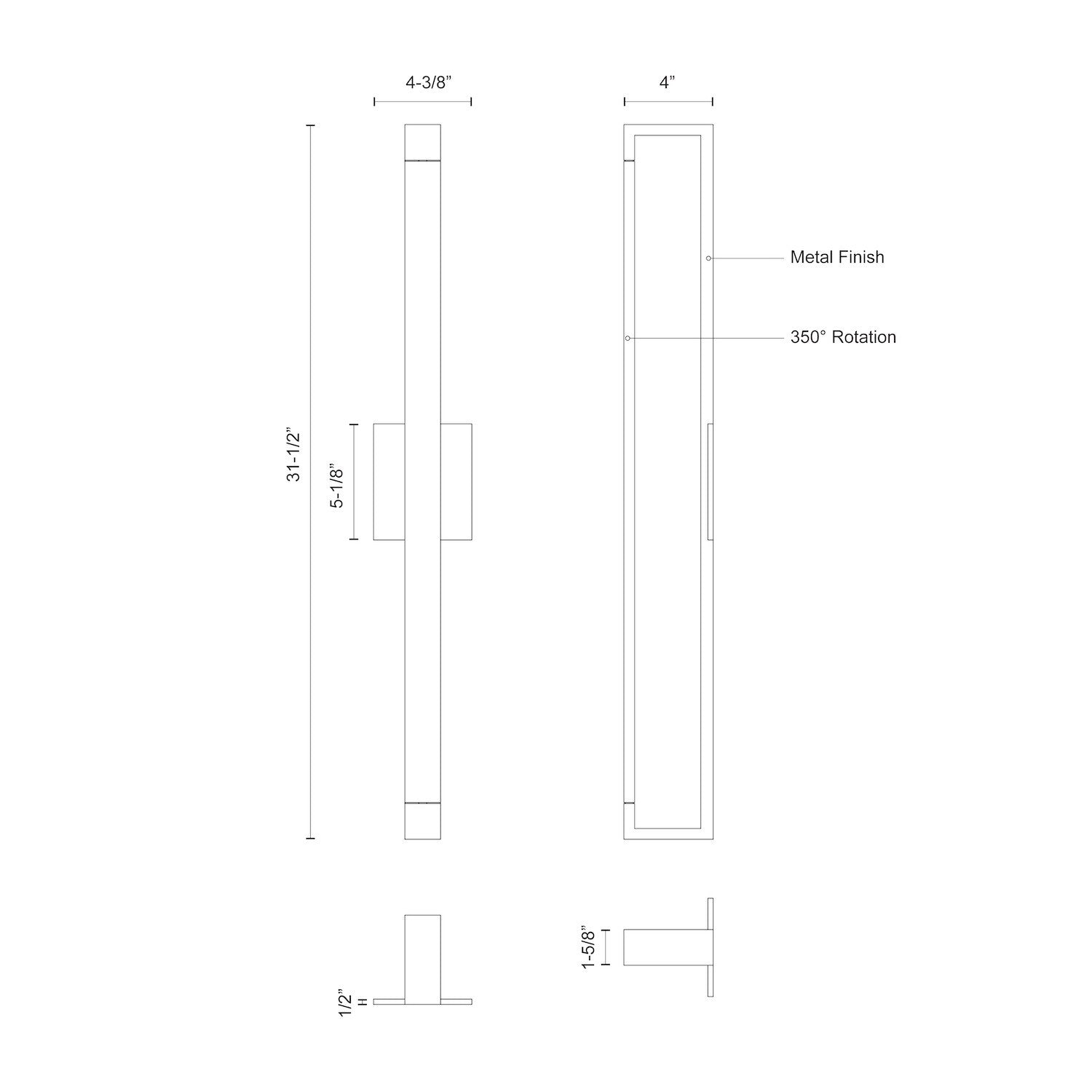 Swivel 32-in Black LED Wall Sconce