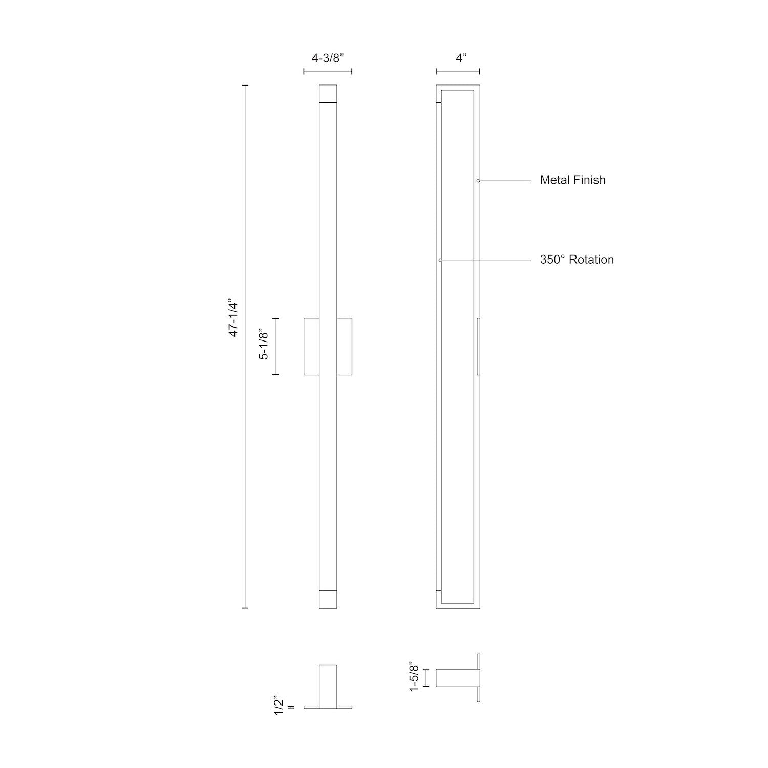 Swivel 48-in Black LED Wall Sconce