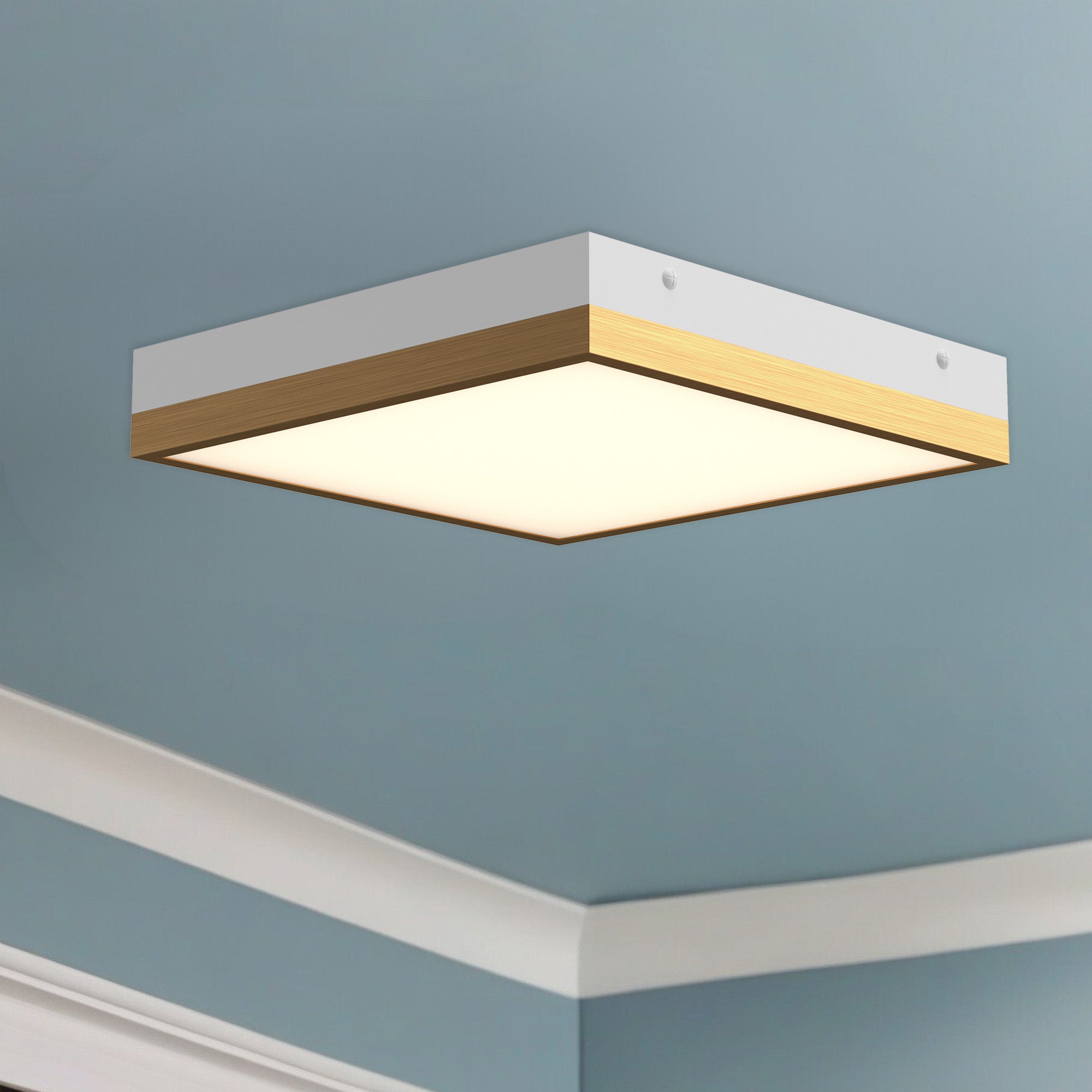 Sydney 11-in Aged Gold/White LED Flush Mount