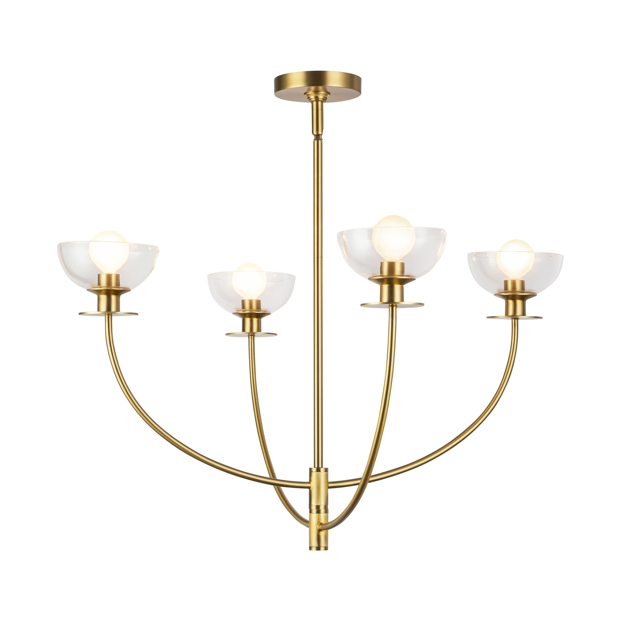 Sylvia 26-in Brushed Gold/Clear Glass 4 Lights Chandelier