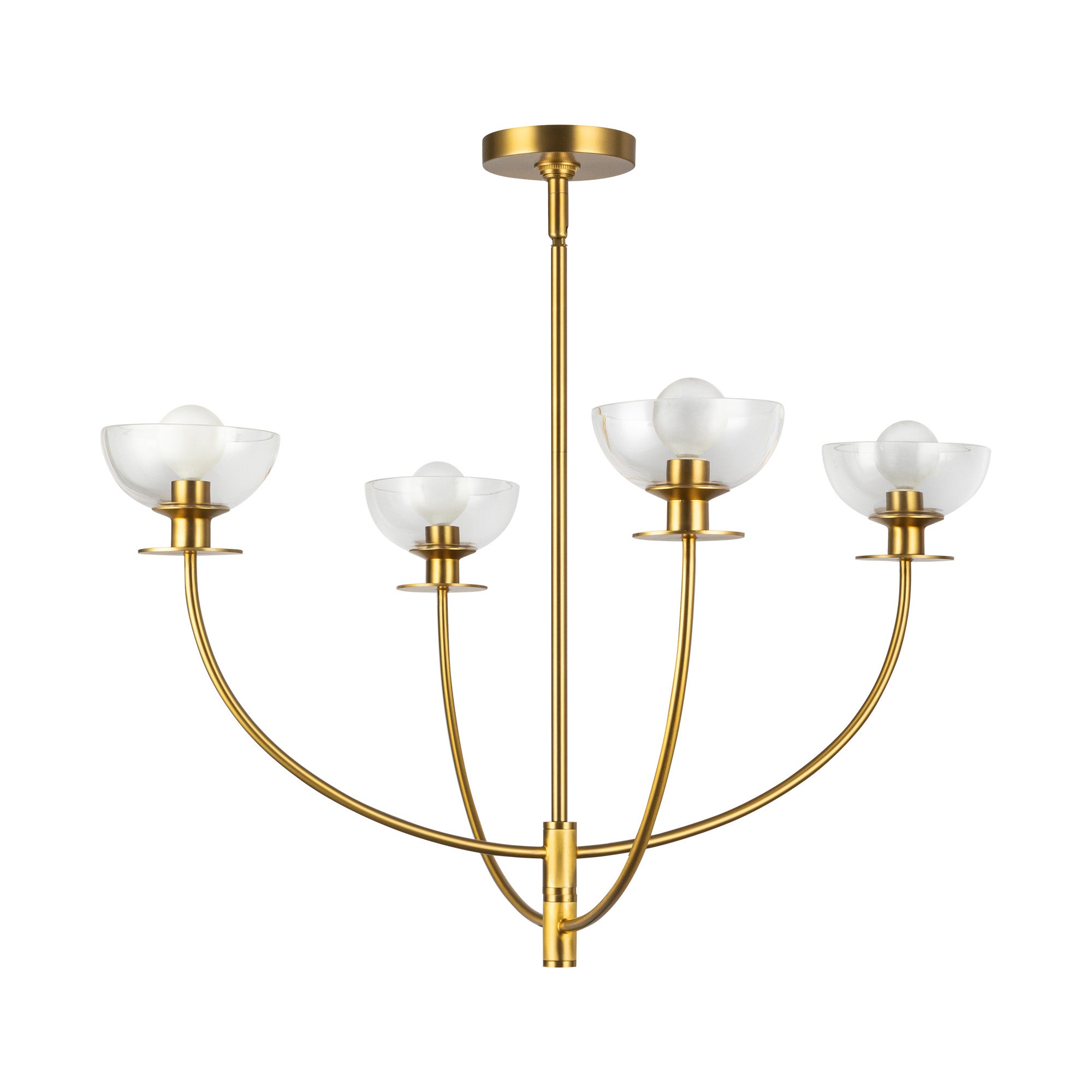 Sylvia 26-in Brushed Gold/Clear Glass 4 Lights Chandelier