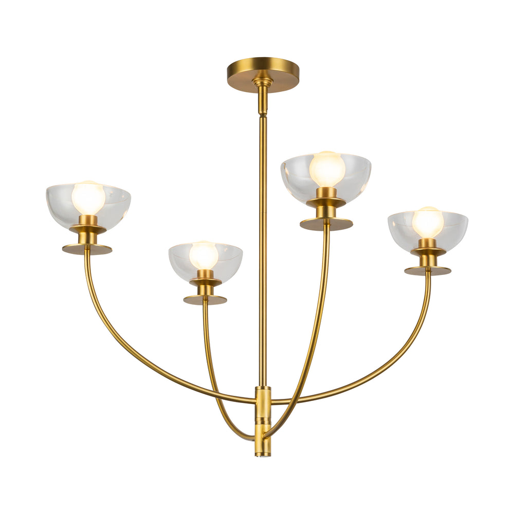 ALORA MOOD Lighting CH515226BGCL Chandelier, 4 Lights, Brushed Gold/Clear Glass
